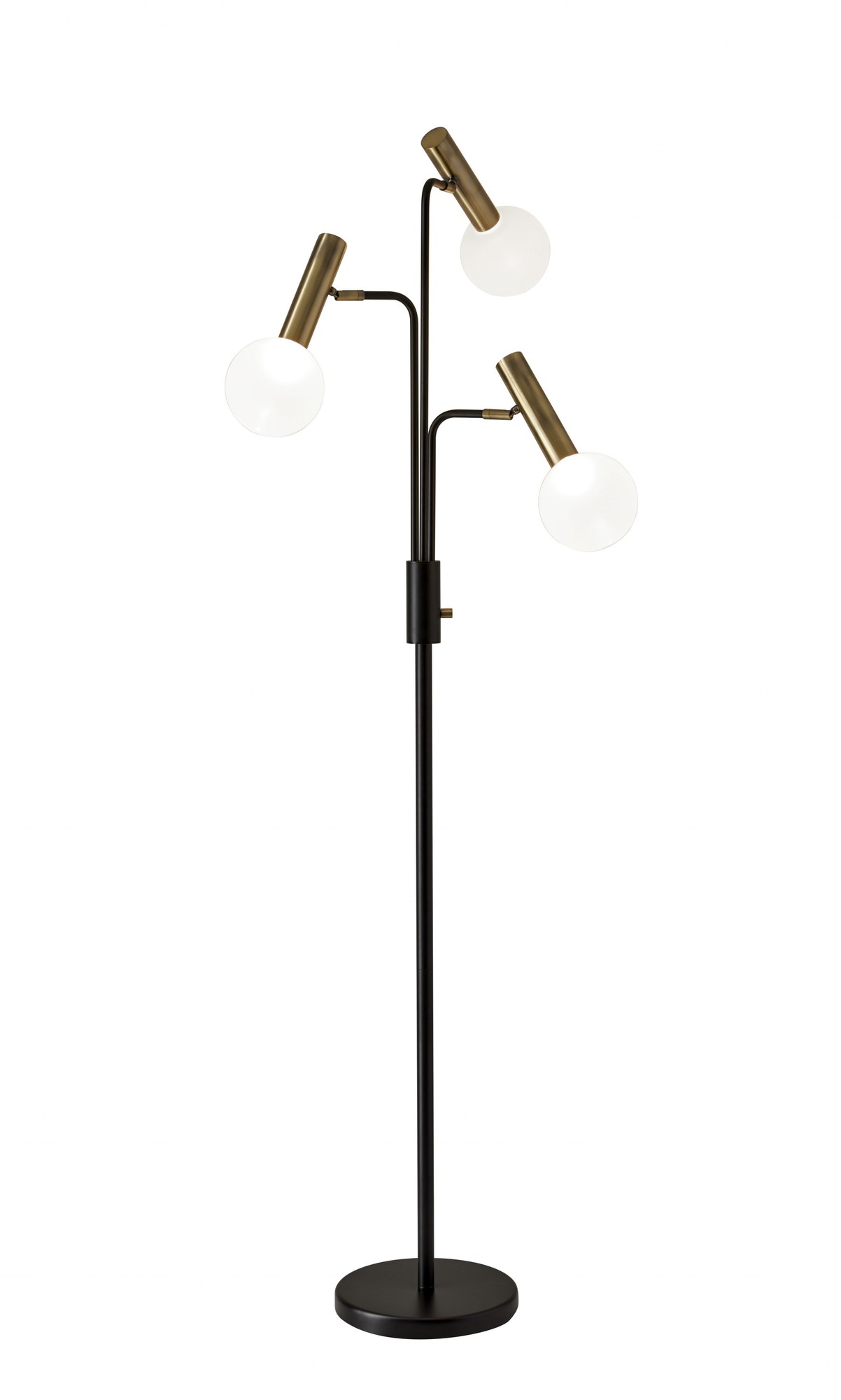 Sleek Black and Brass Finish LED 3-Arm Floor Lamp