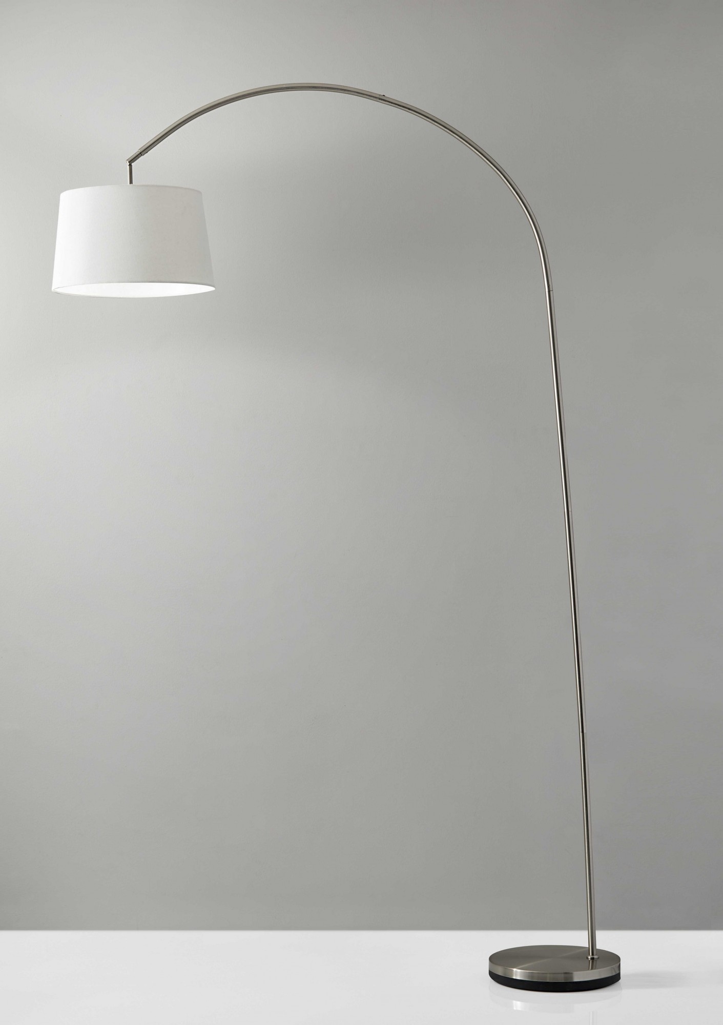 12.5" X 53.5- 60" X 83" Brushed steel Metal Arc Lamp