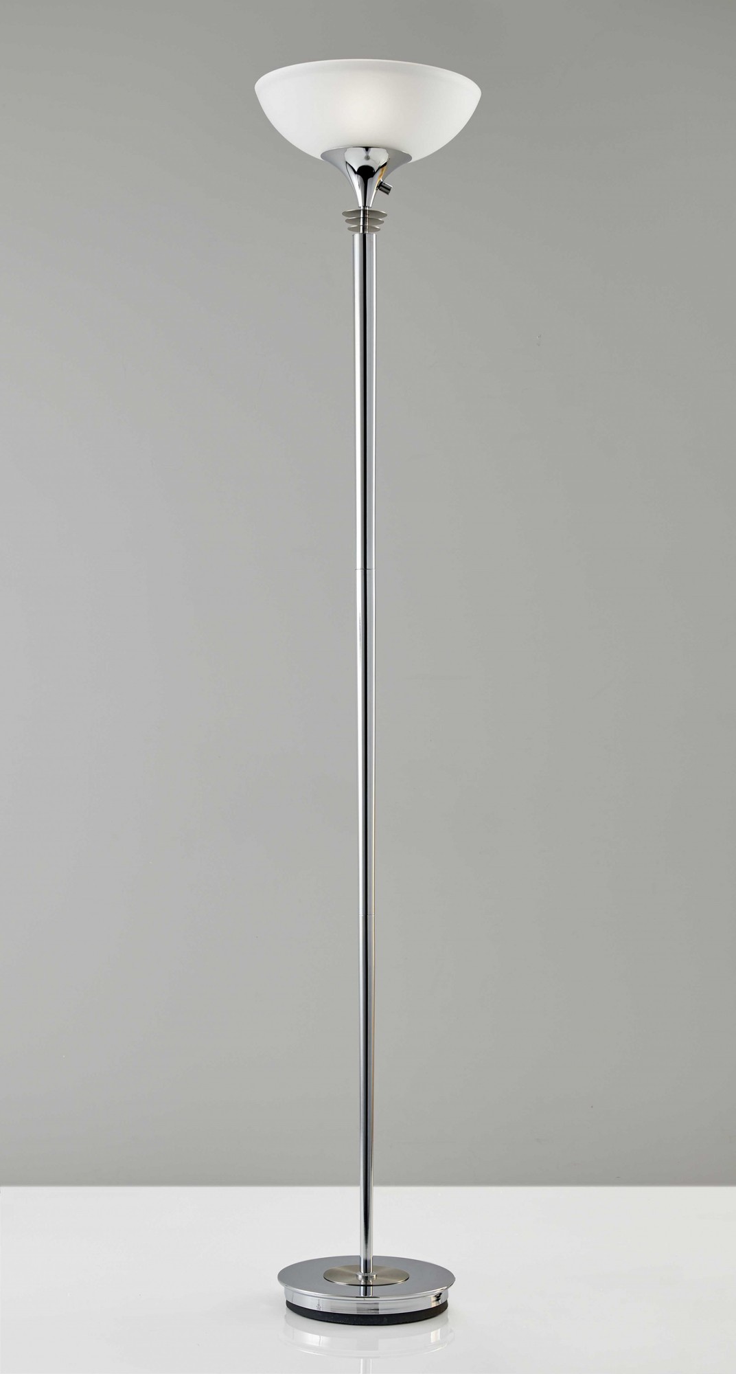 14" X 14" X 71.5" Chrome Metal 300W Torchiere