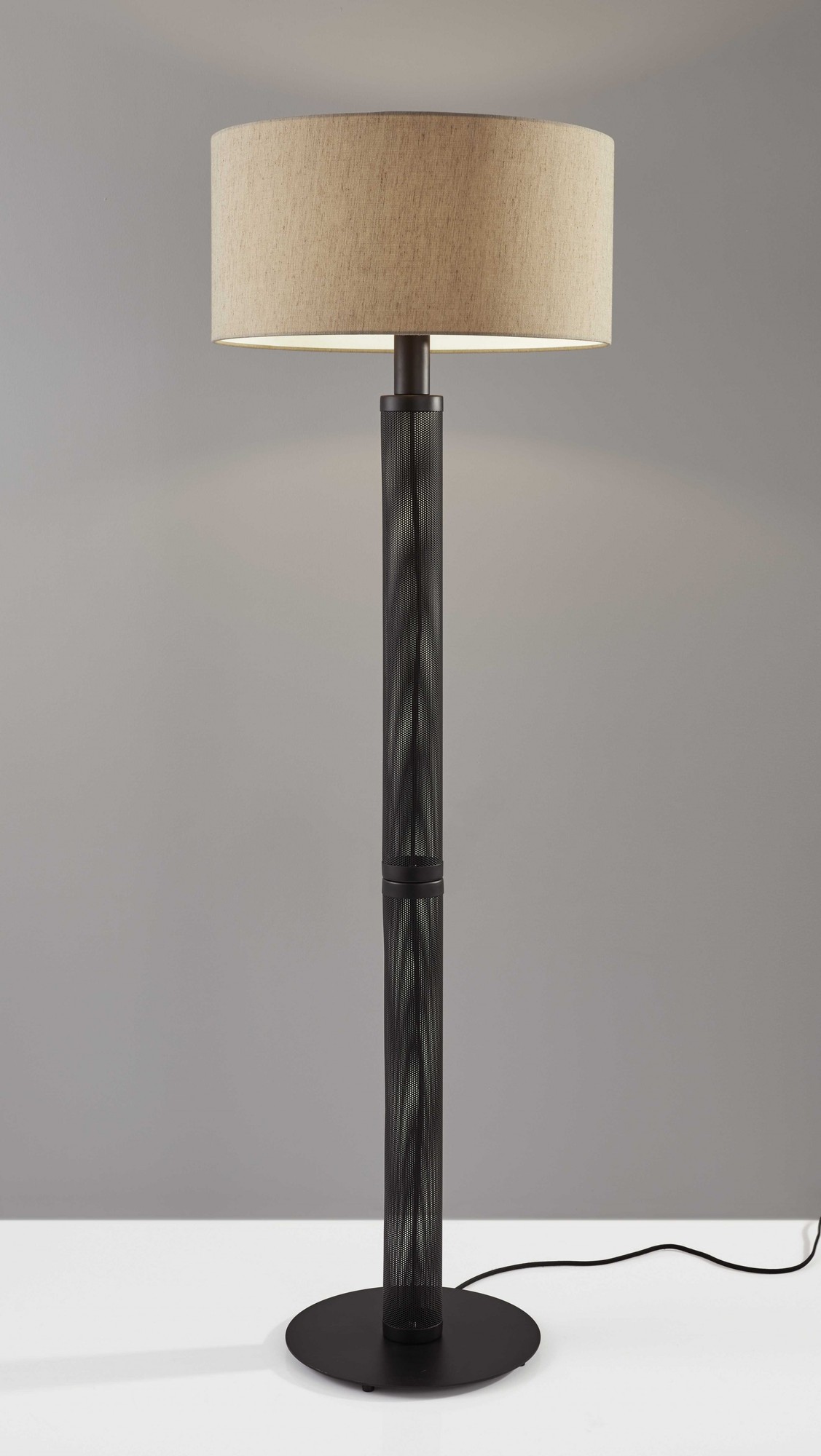 19.75" X 19.75" X 61.5" Black Metal Floor Lamp