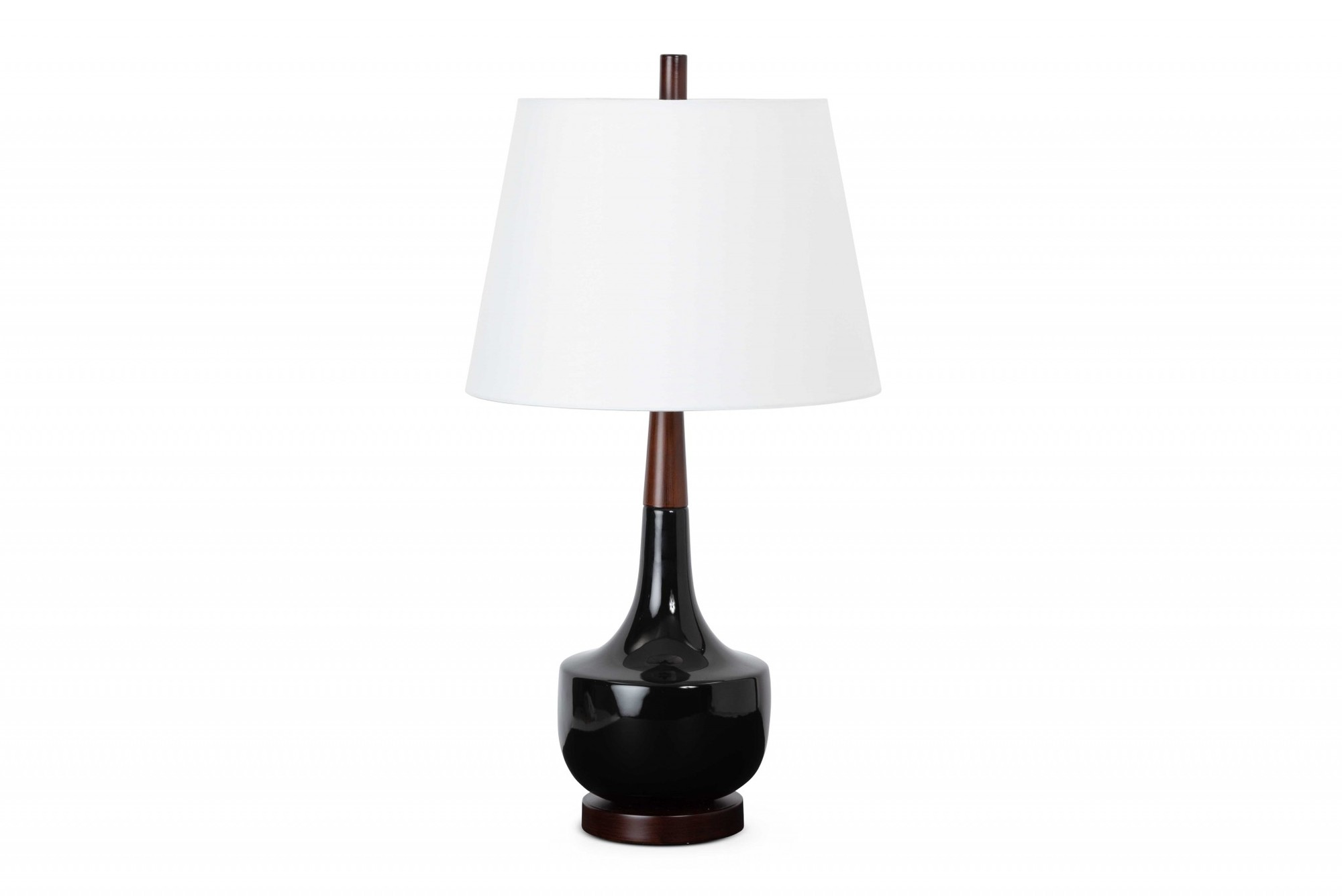 Set of 2 Black Ceramic Wood Retro Table Lamp