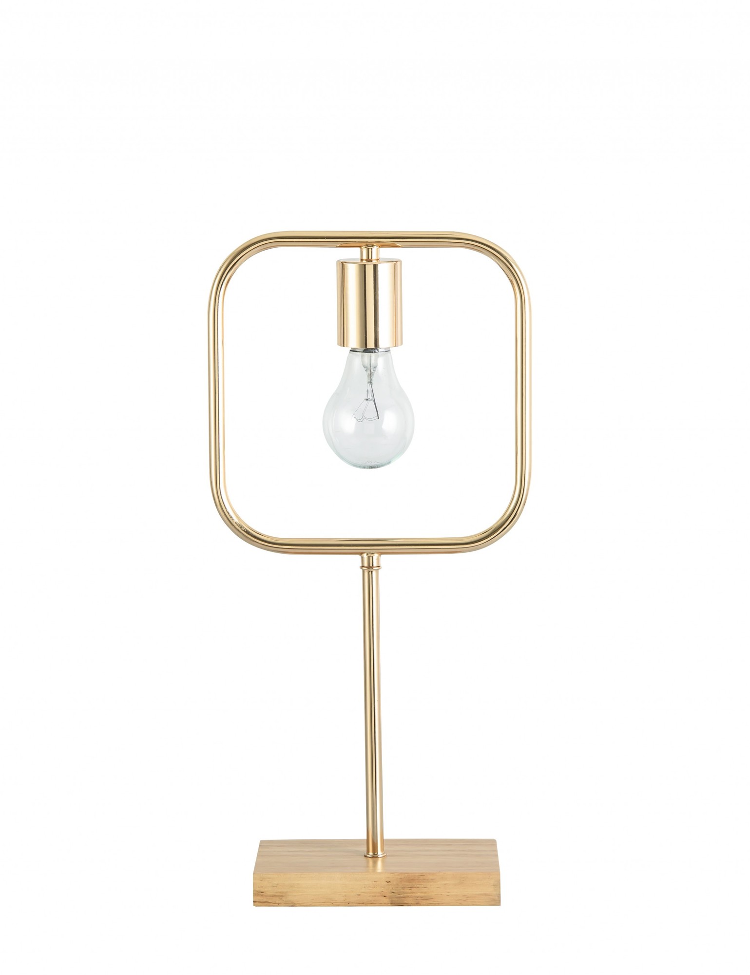 Gold Metal Table Desk Lamp with Wood Base