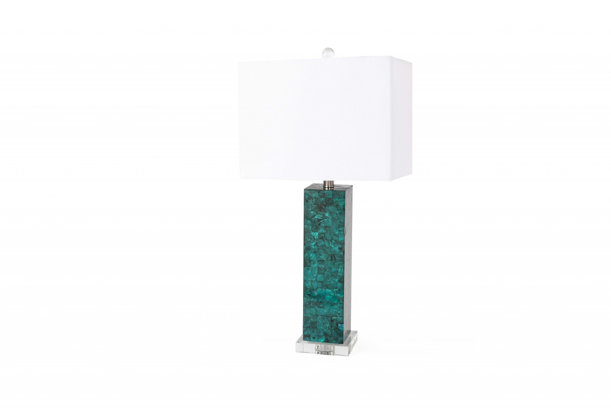 Set of 2 Green Mother of Pearl Coastal Table Lamp