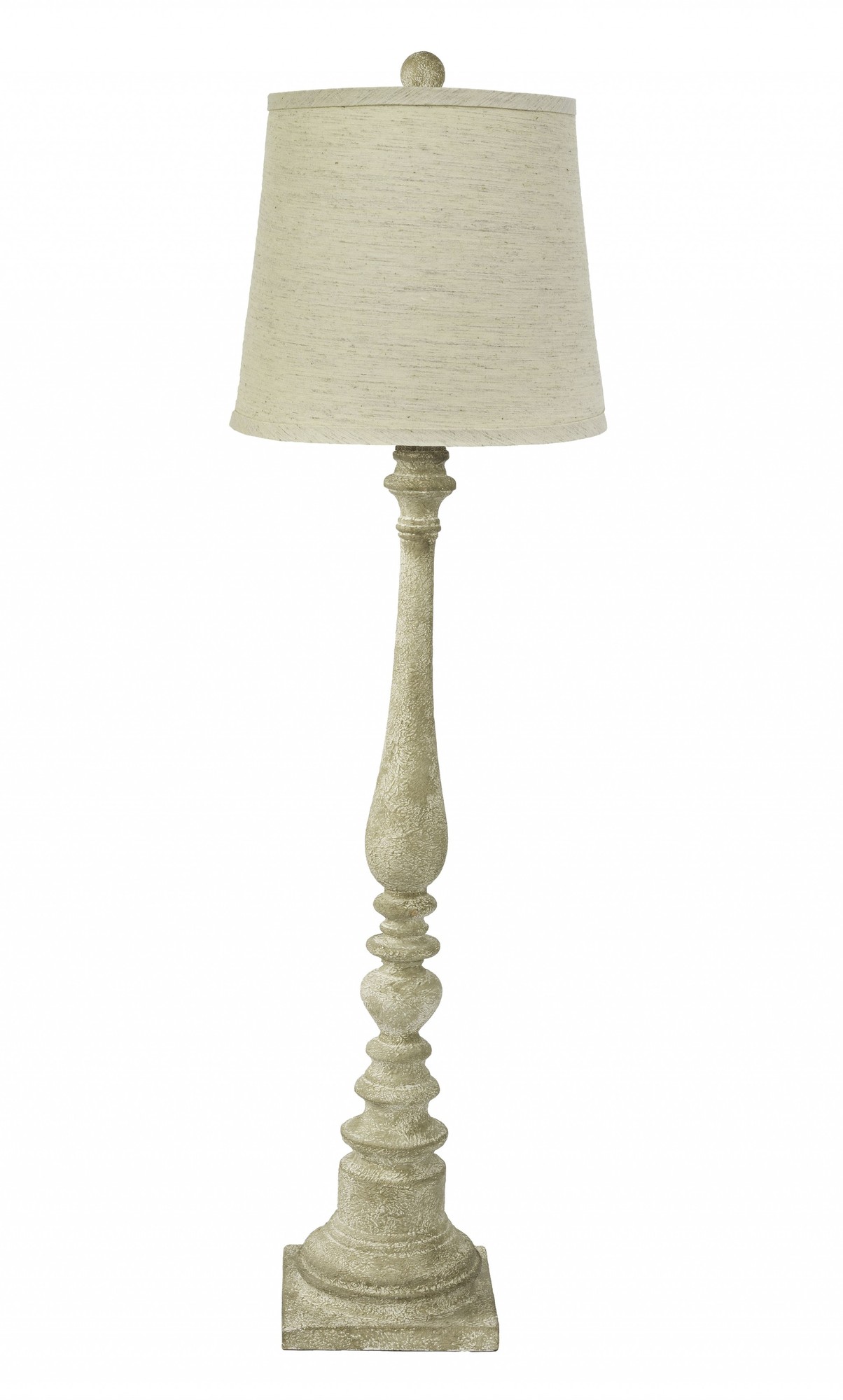Tall Distressed Look Table Lamp with Classic Neutral Shade