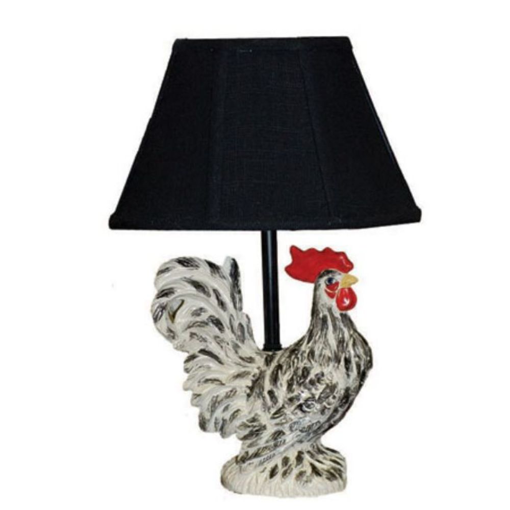 Black and White Rooster Accent Lamp