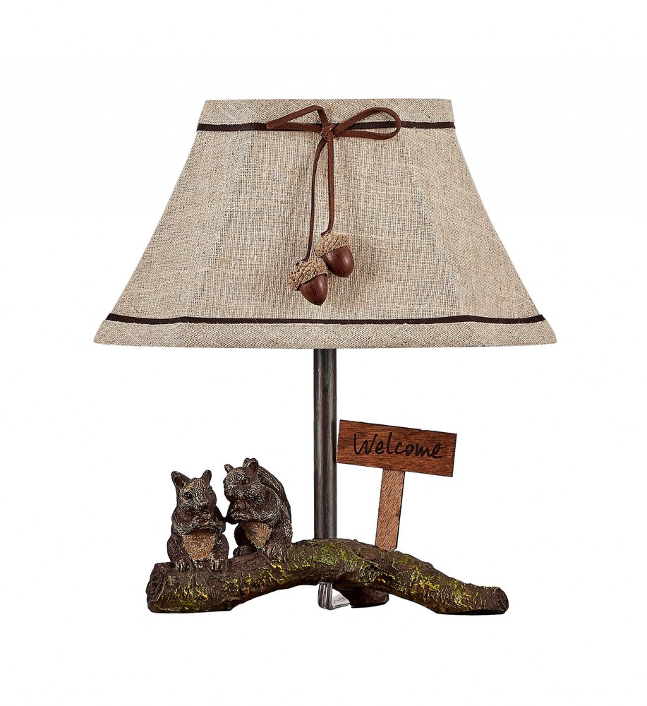 Squirrel Buddies Accent Lamp with Natural Shade