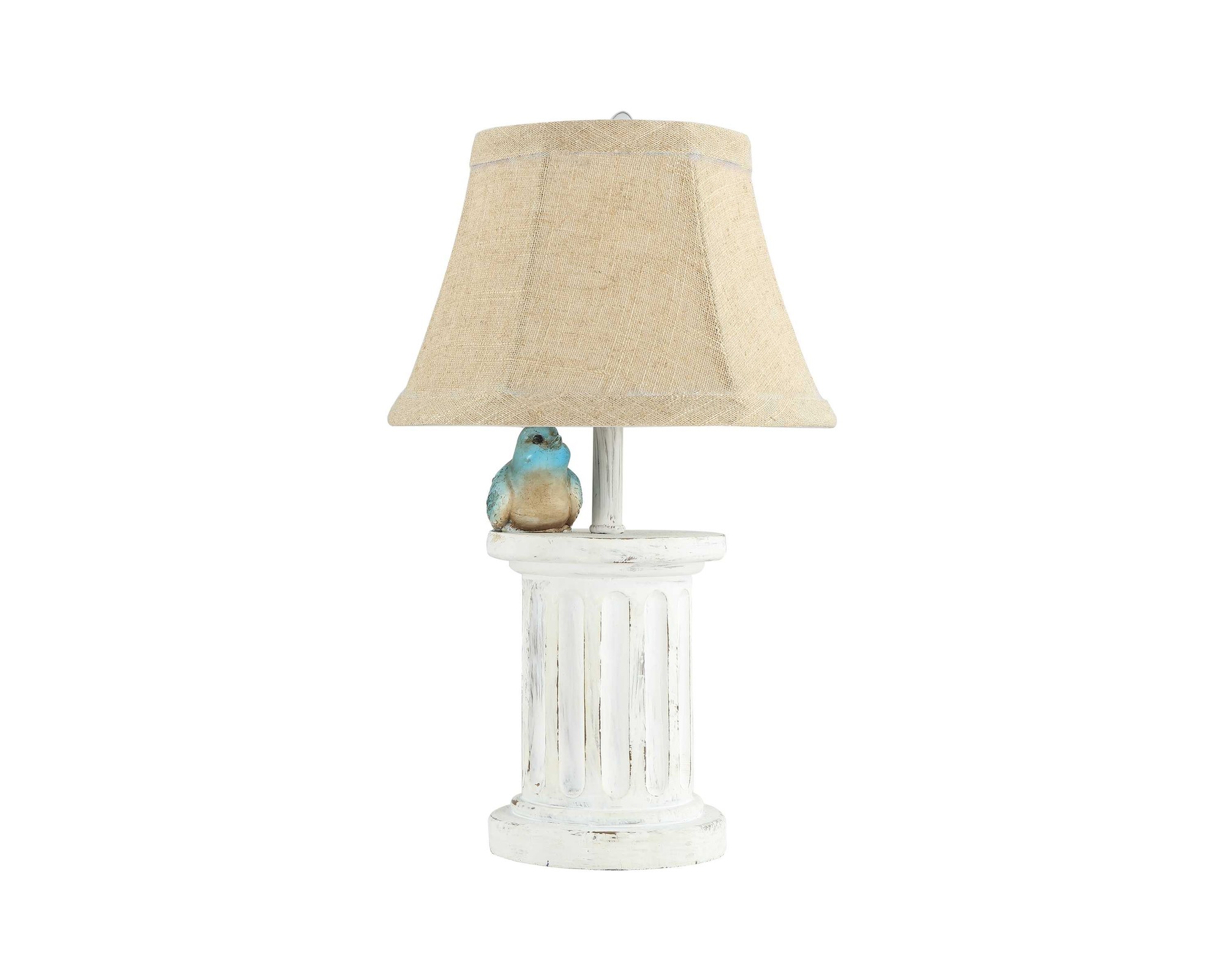 Blue Bird Sitting on Top of a Column Accent Lamp