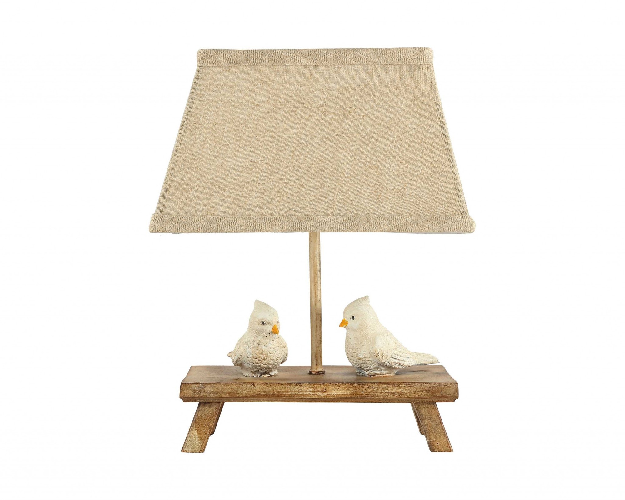 Two Birds Patiently Waiting on the Bench Accent Lamp