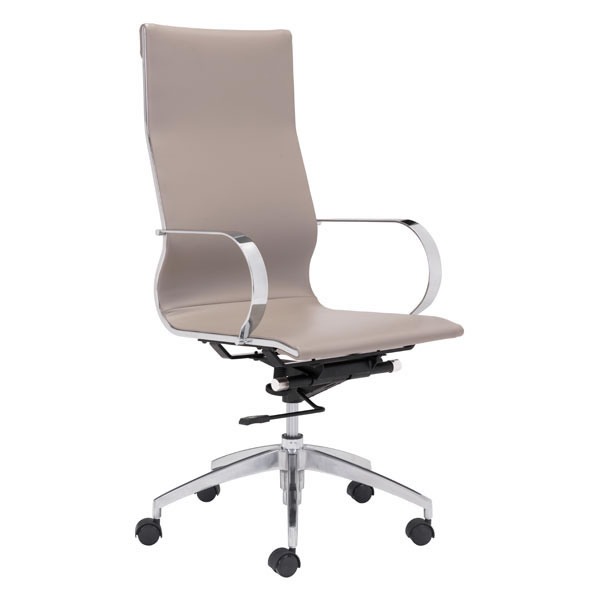 27.6" X 27.6" X 45.3" Taupe Leatherette Back Office Chair
