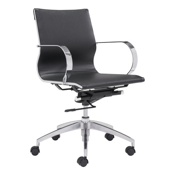 27.6" X 27.6" X 36" Black Leatherette Low Back Office Chair