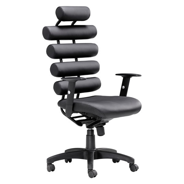 25" X 23.5" X 48.5" Black Leatherette Office Chair