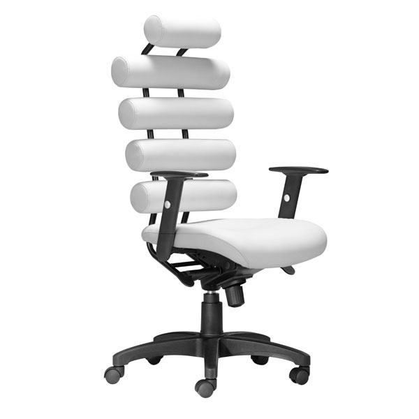 25" X 23.5" X 48.5" White Leatherette Office Chair