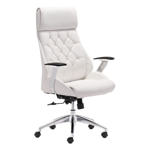 28.7" X 29" X 46.6" White Leatherette Office Chair