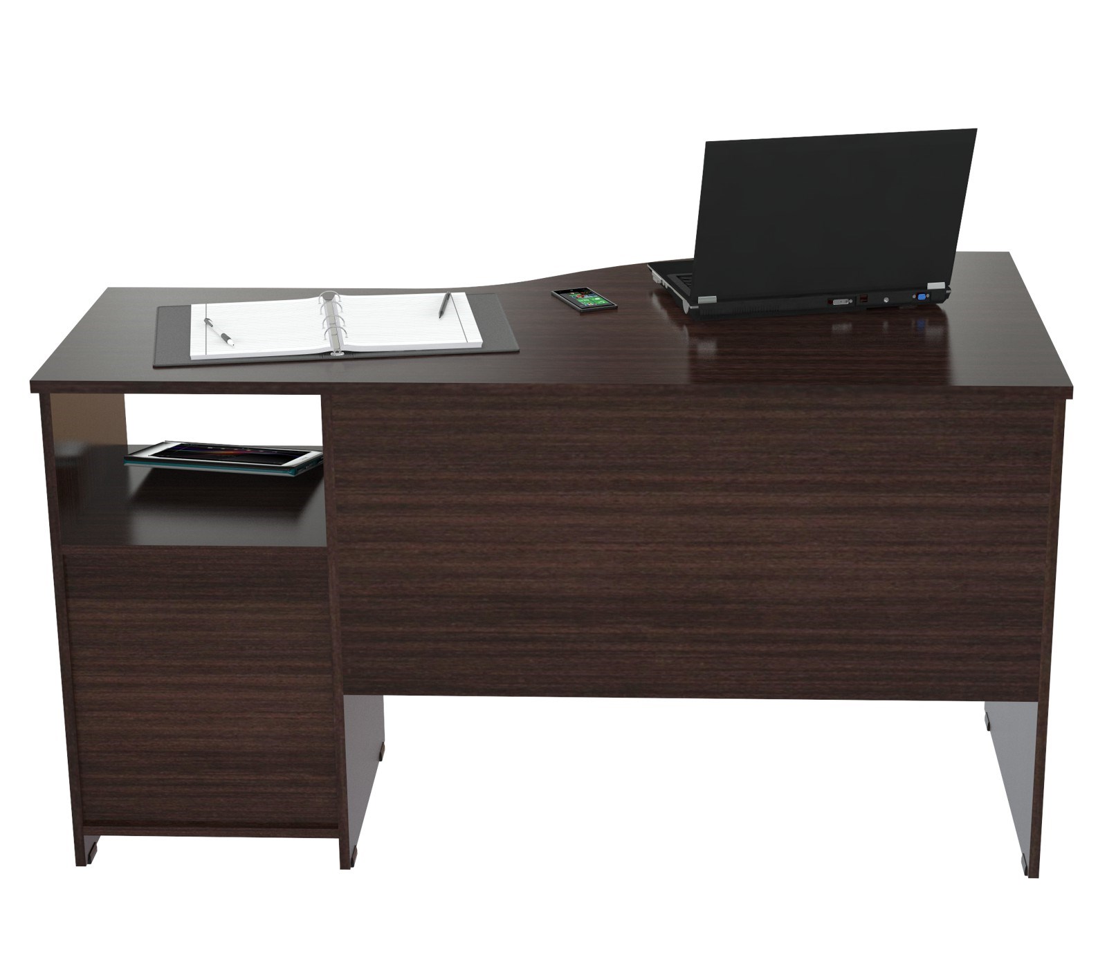 29.5" Espresso Melamine and Engineered Wood Curved Top Desk