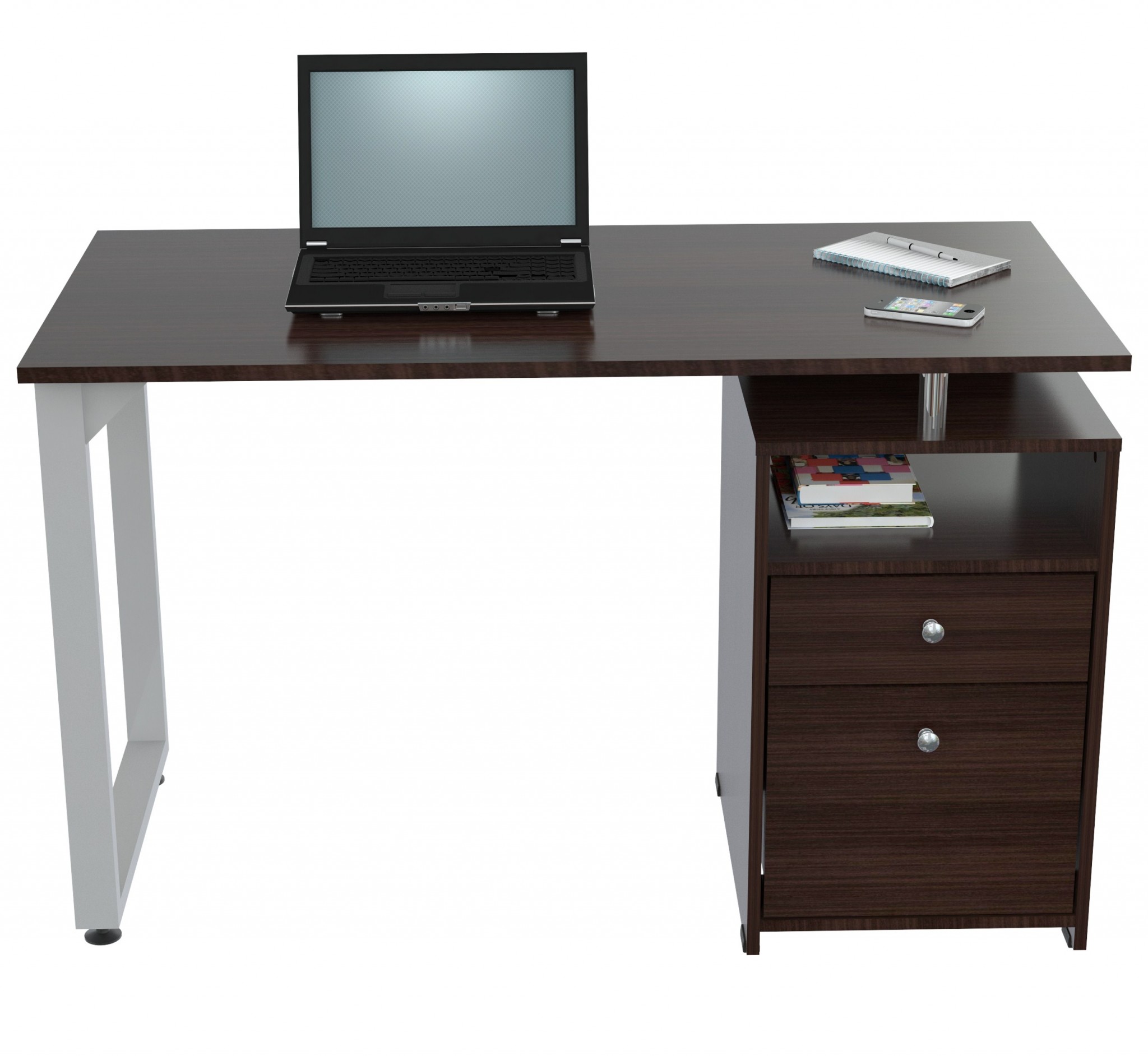 29.3" Modern Espresso Melamine and Engineered Wood Writing Desk