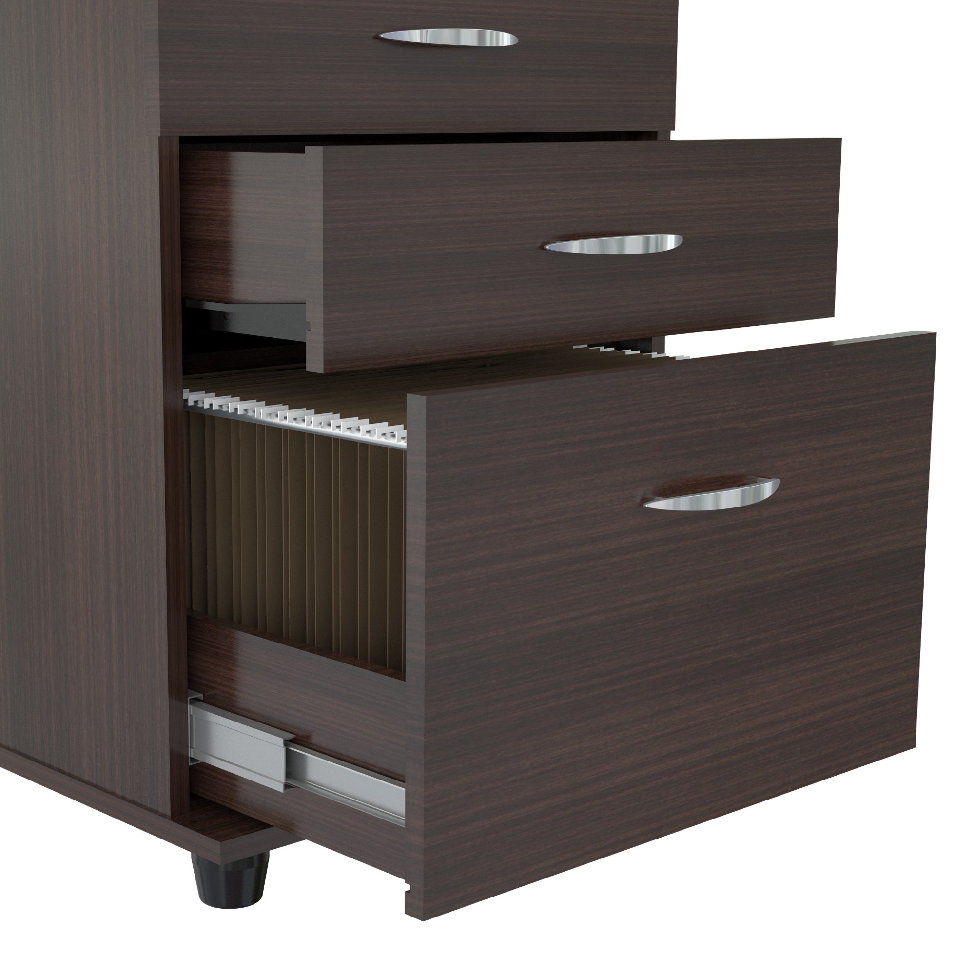 26.8" Espresso Melamine and Engineered Wood File Cabinet with 3 Drawers