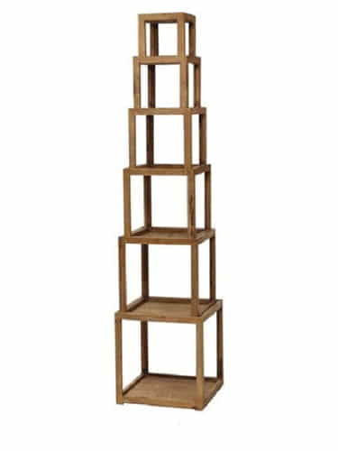 Natural Rustic Finish 6 Layer Square Block Tower Shelf