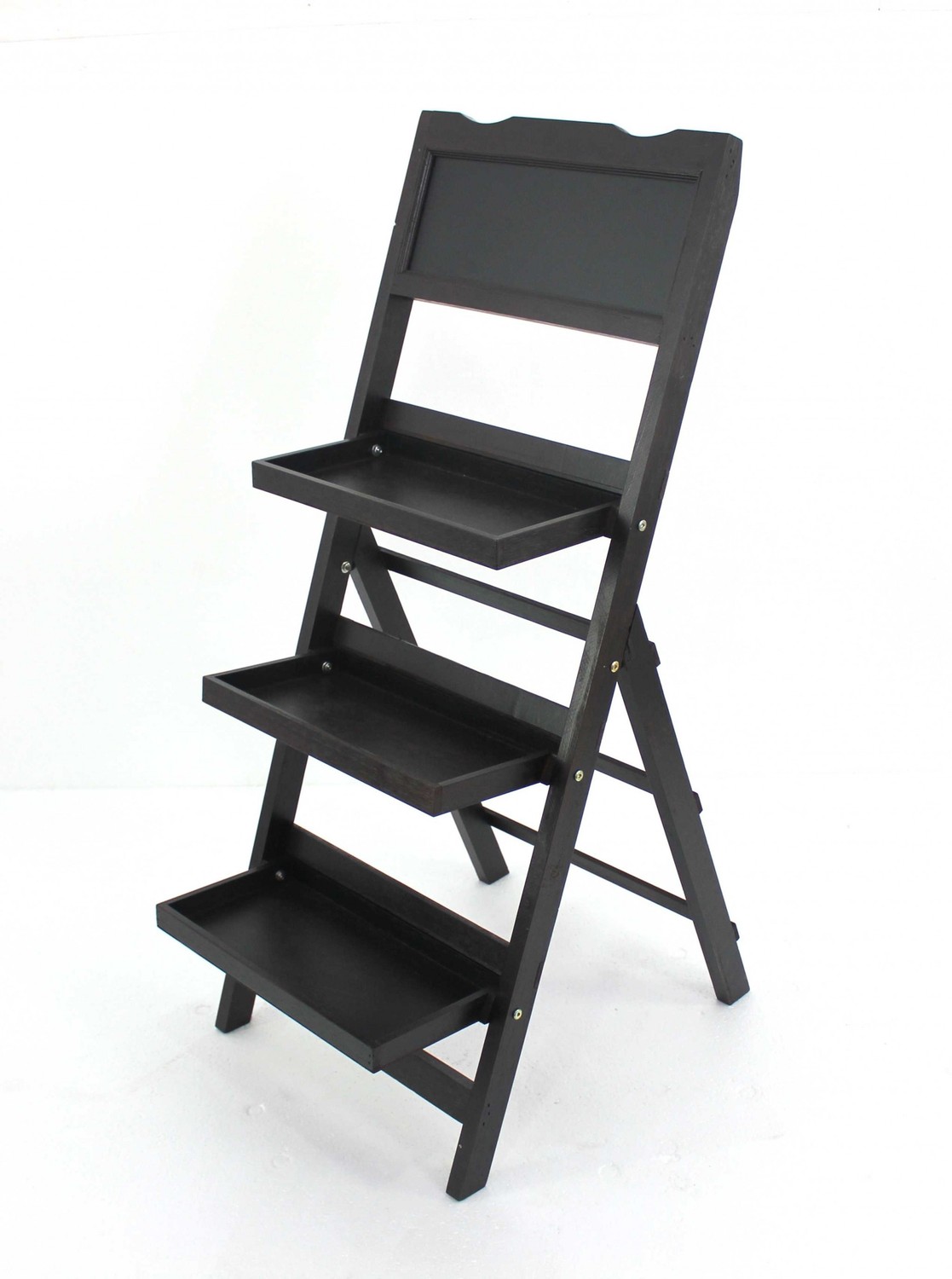 Black Finish 3 Tier Ladder Style Shelf