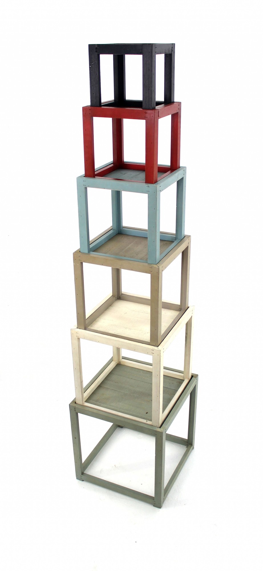 16.5" x 16.5" x 71" Multi-Color, 6 Layer, Rustic Tower-Like, Wooden - Corner Shelf