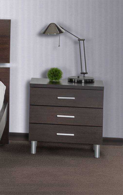 21" Wenge Veneer MDF and Steel Nightstand