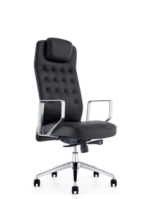 51" Black Plastic and Aluminum High-Back Office Chair