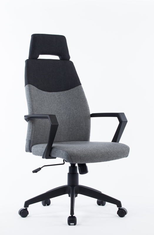48" Grey and Black Fabric Plastic and Steel Office Chair