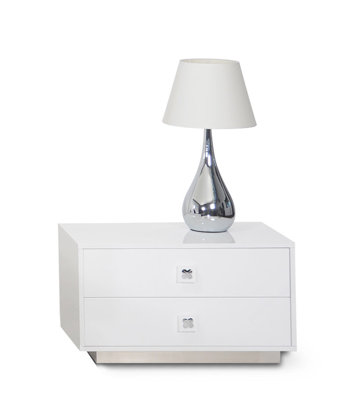 19" White Gloss MDF Nightstand