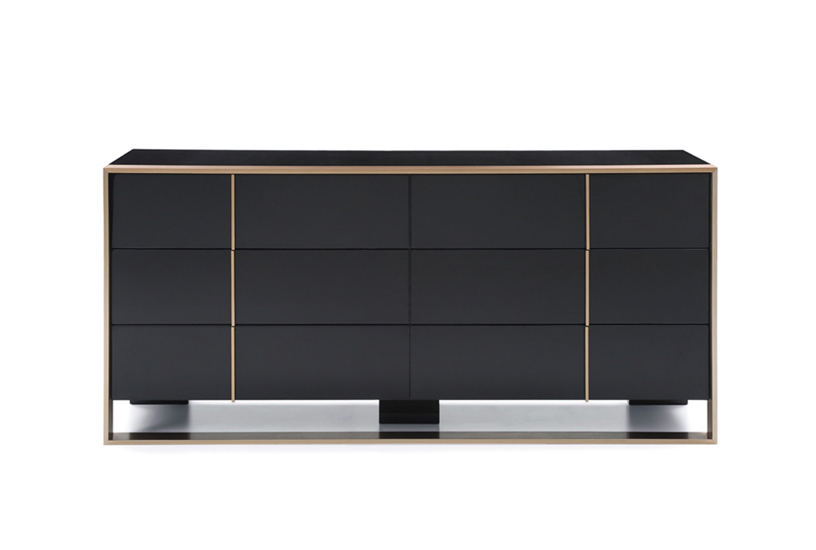 29" Black and Brushed Bronze Dresser