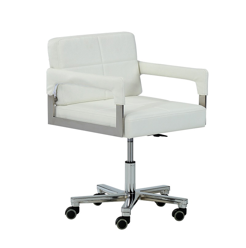 29" White Bonded Leather and Steel Office Chair