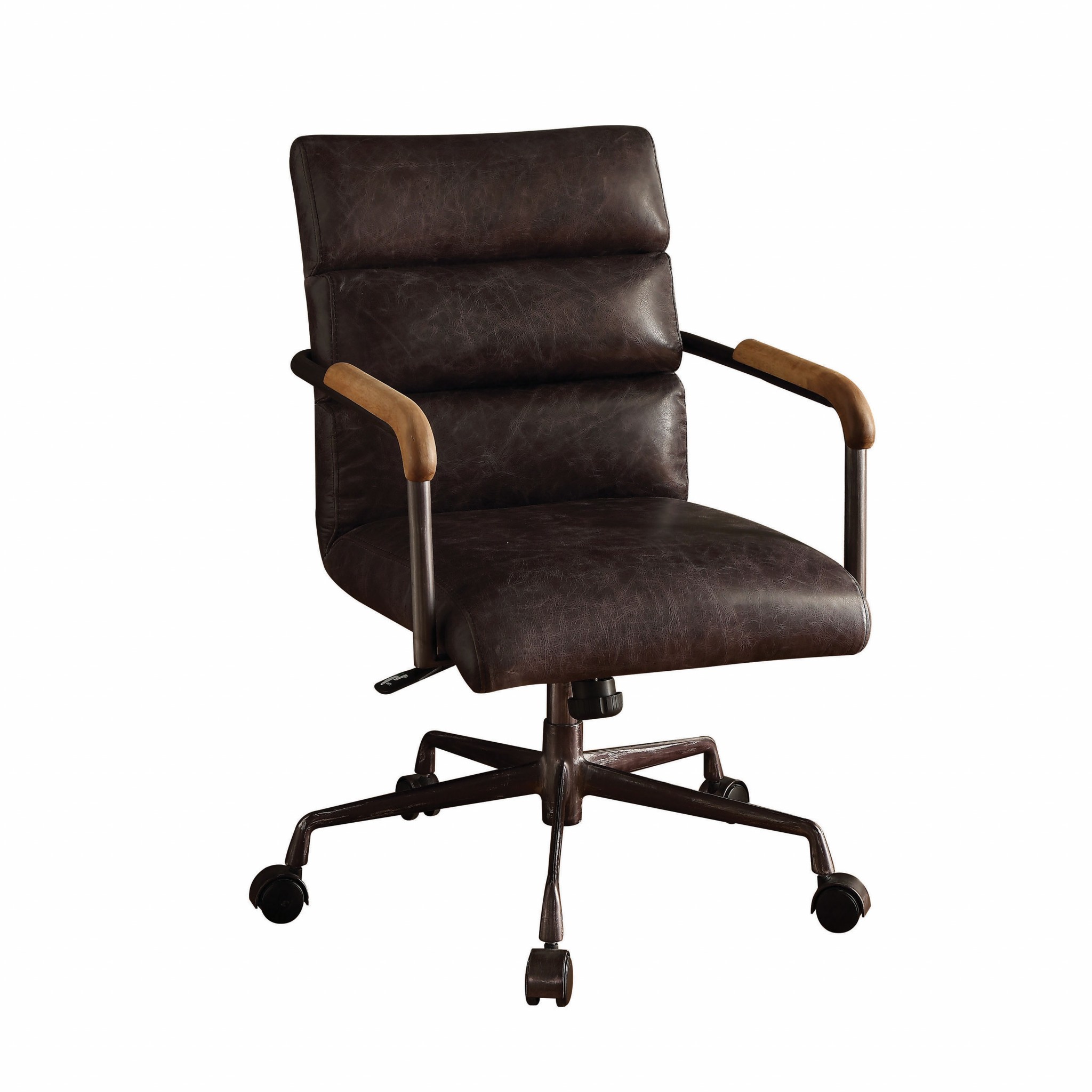 22" X 26" X 35-38" Antique Ebony Top Grain Leather Office Chair