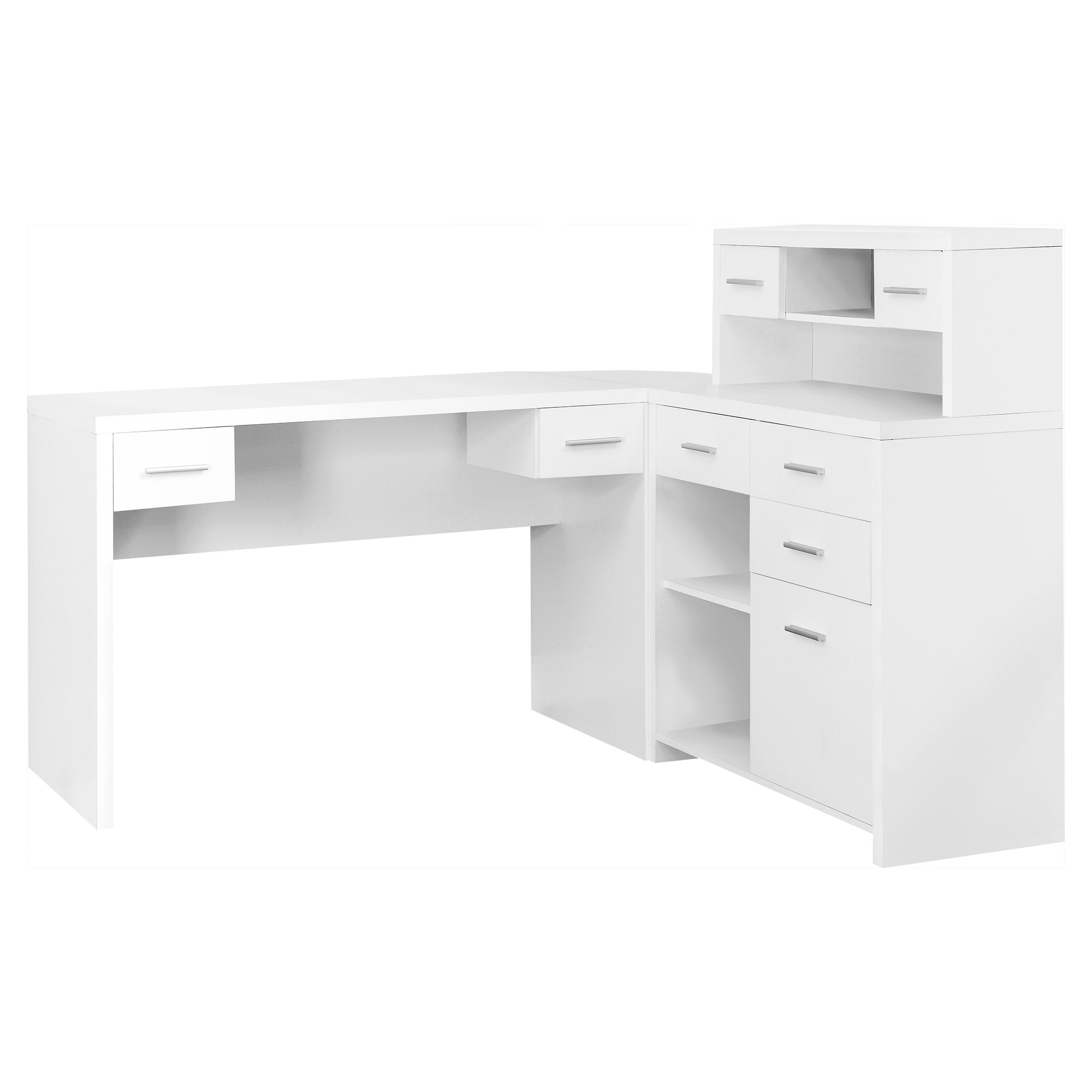 59" x 62.75" x 44.75" White Particle Board Hollow Core Computer Desk