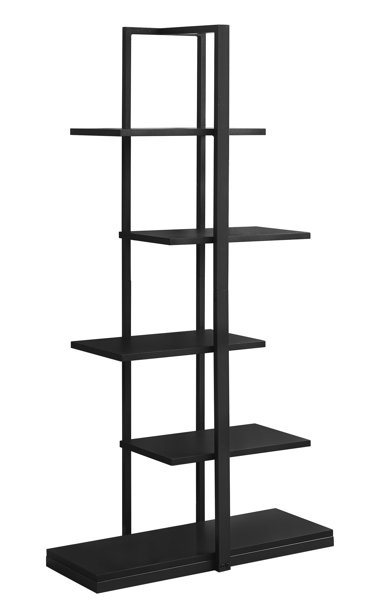 13" x 32" x 60" Black Mdf Metal Bookshelf