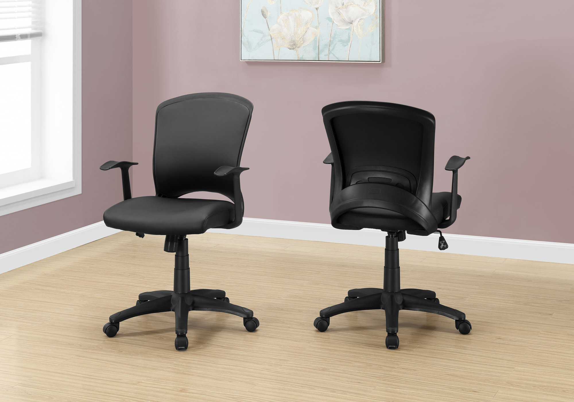 23.75" x 24.5" x 74.75" Black Foam Metal Nylon Office Chair