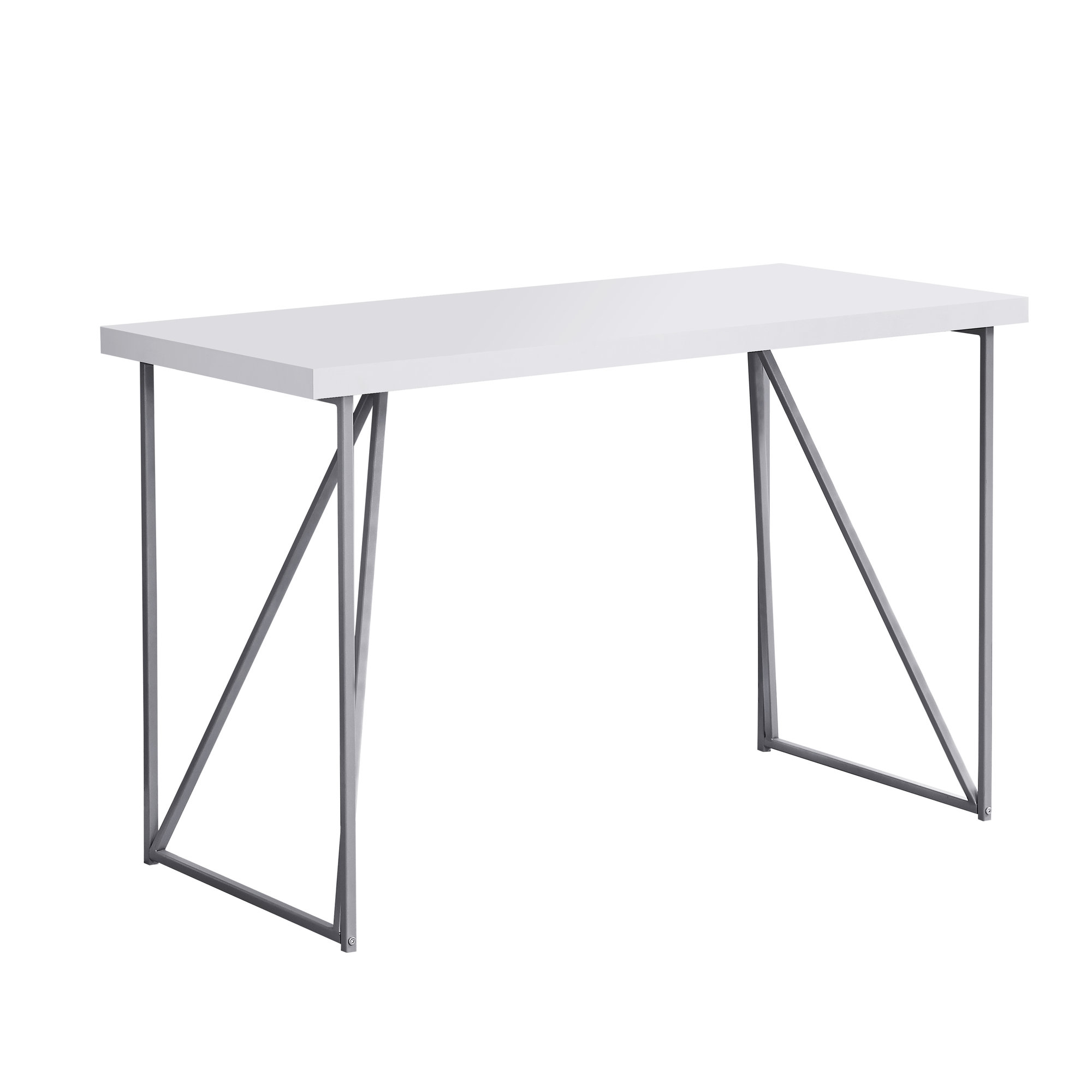 22" x 47.25" x 30" White Silver Metal Hollow Core Particle Board Computer Desk