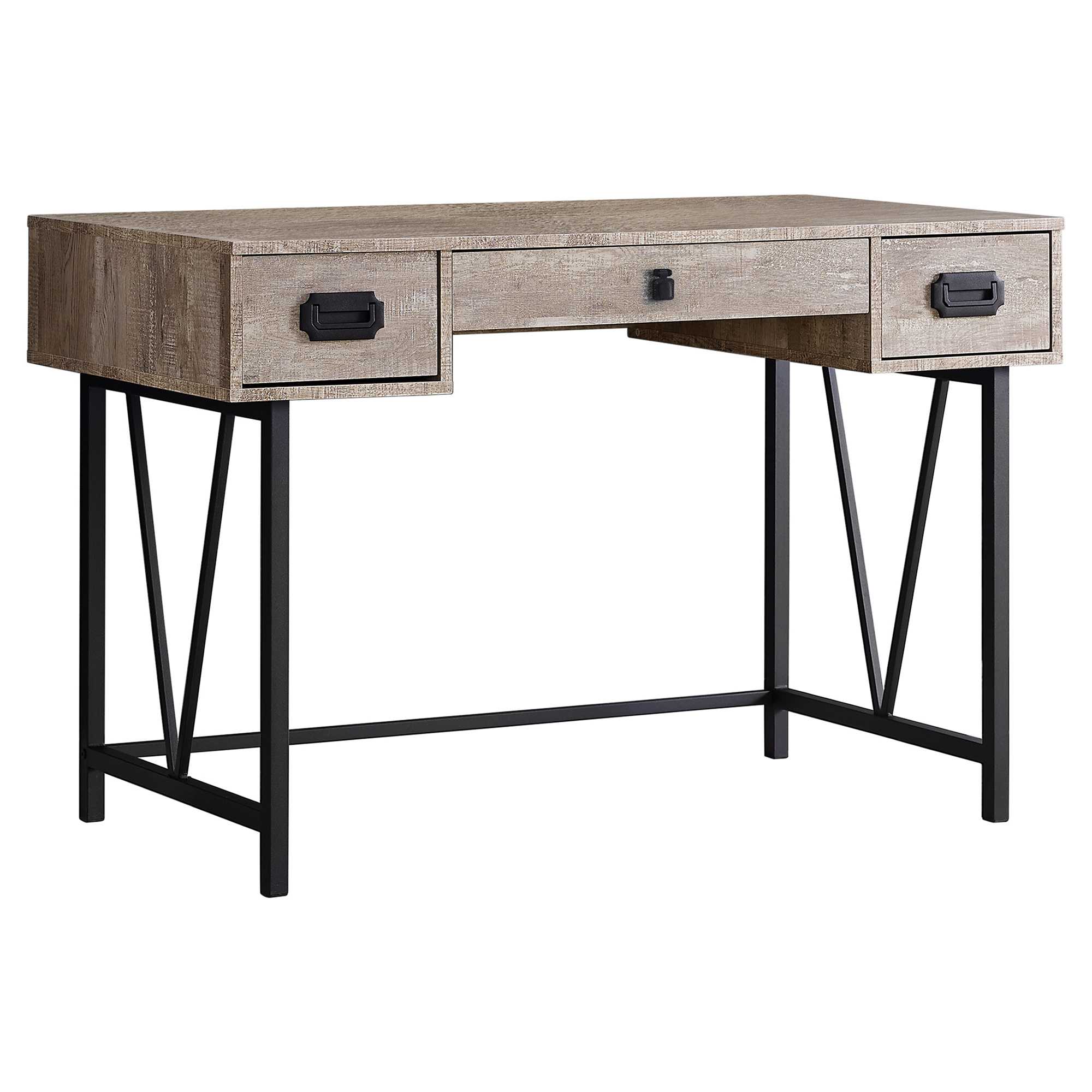 23.75" x 47.25" x 30.75" Taupe Black Particle Board Hollow Core Metal Computer Desk