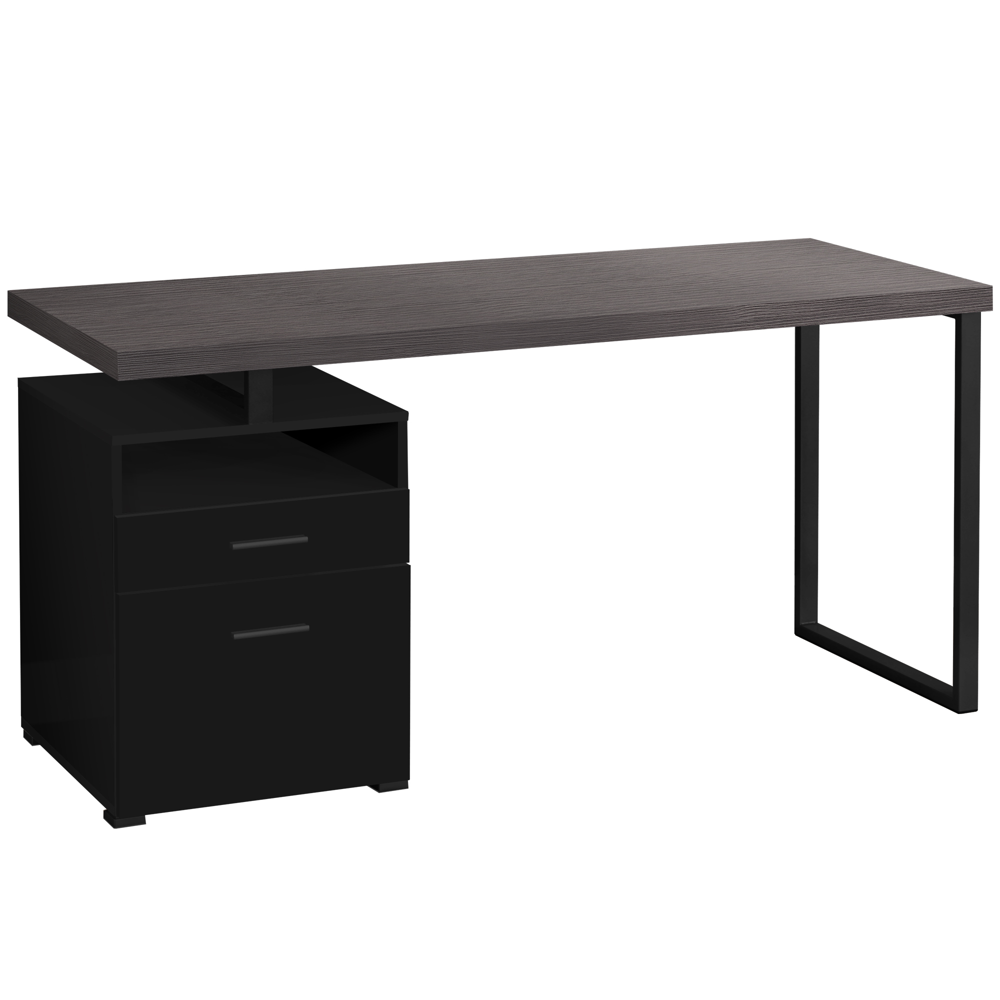 23.75" x 60" x 30" Black Grey Particle Board Hollow Core Metal Computer Desk