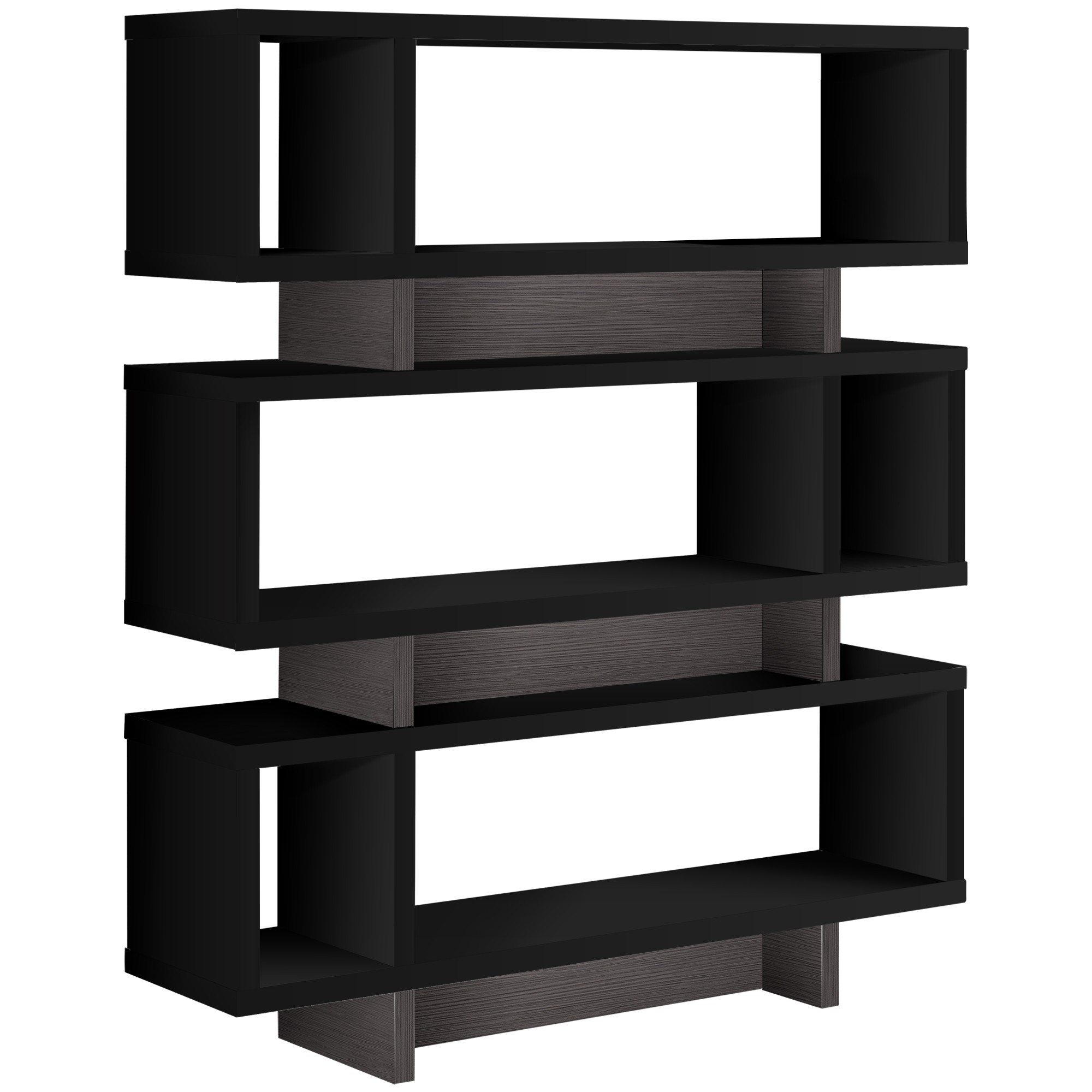 12" x 47.25" x 54.75" Black Grey Particle Board Hollow Core Bookcase