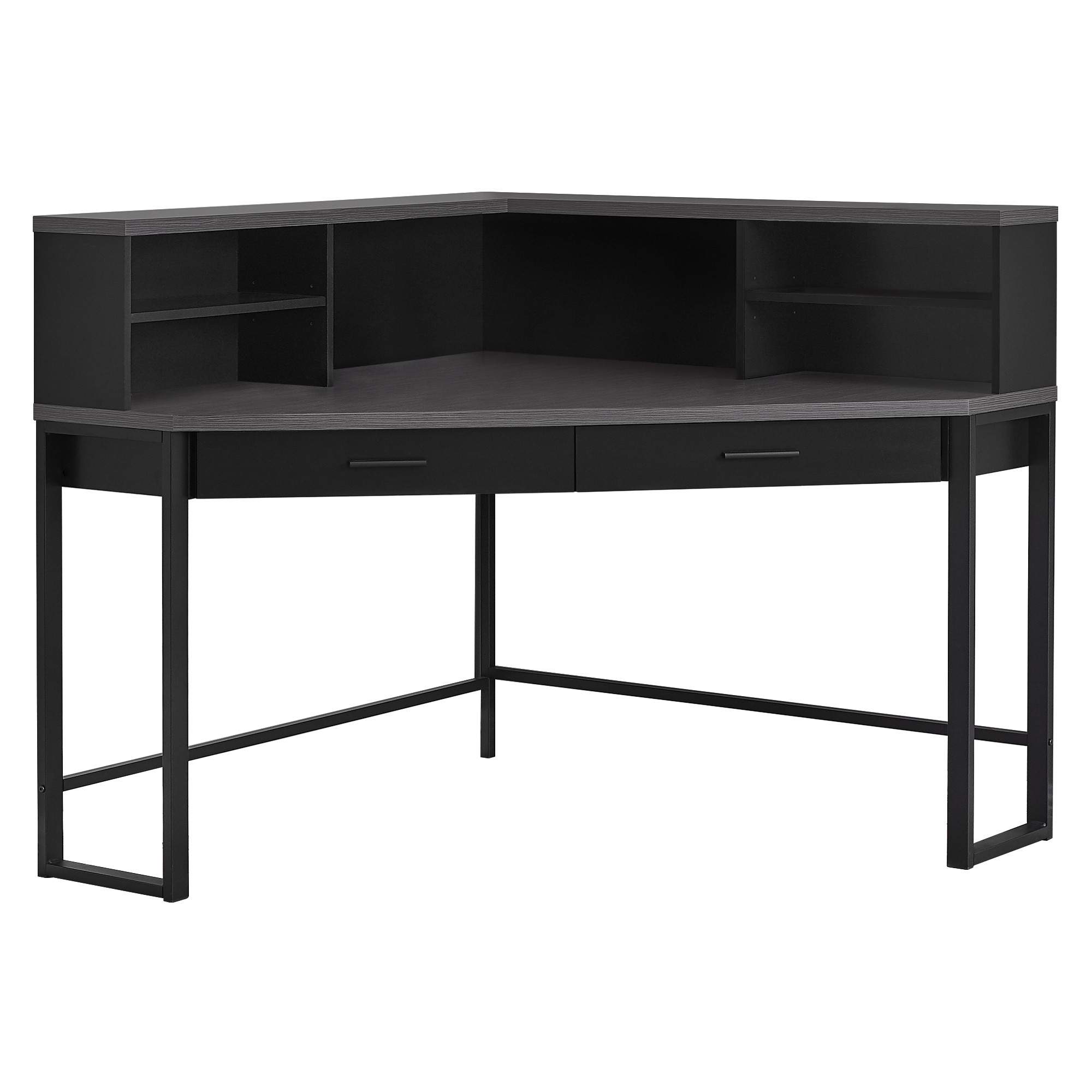 47.5" x 47.5" x 42" Black Grey Particle Board Hollow Core Metal Computer Desk