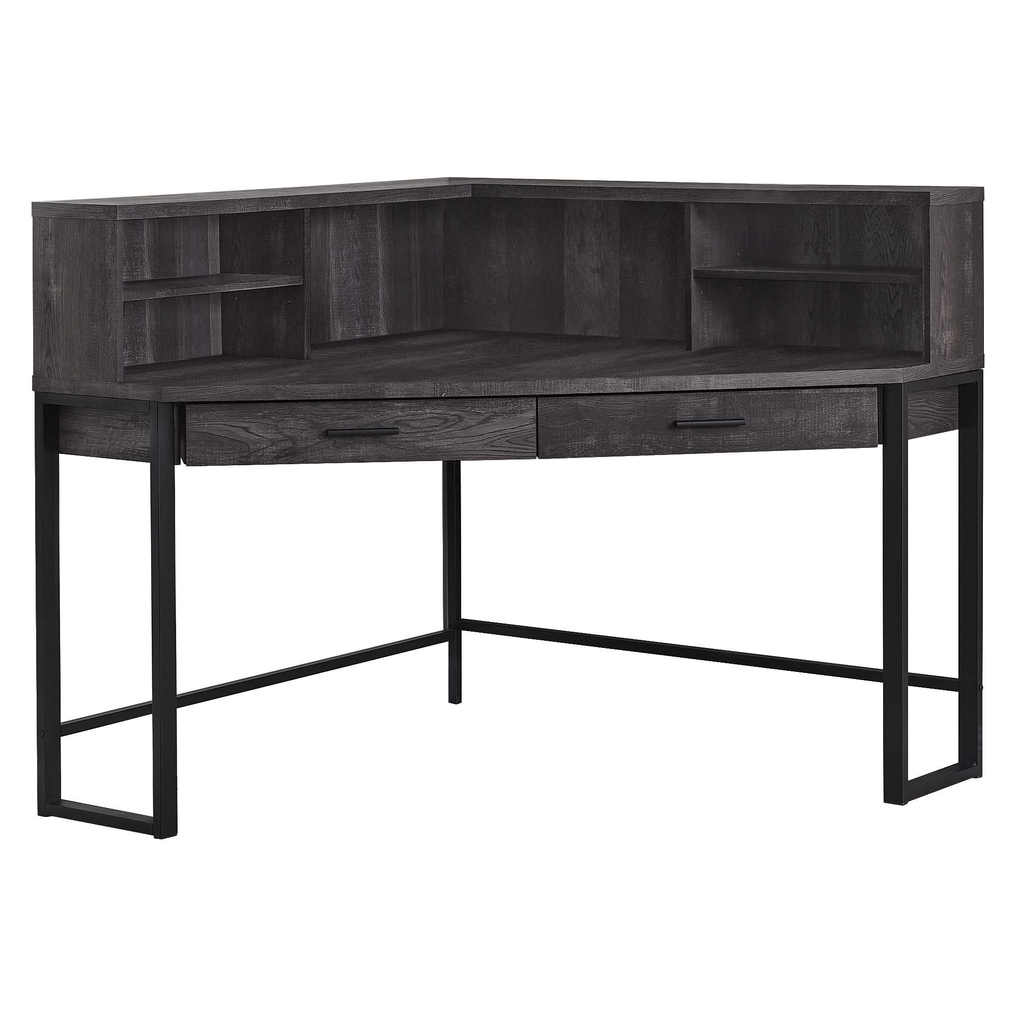 47.5" x 47.5" x 42" Black Particle Board Hollow Core Metal Computer Desk