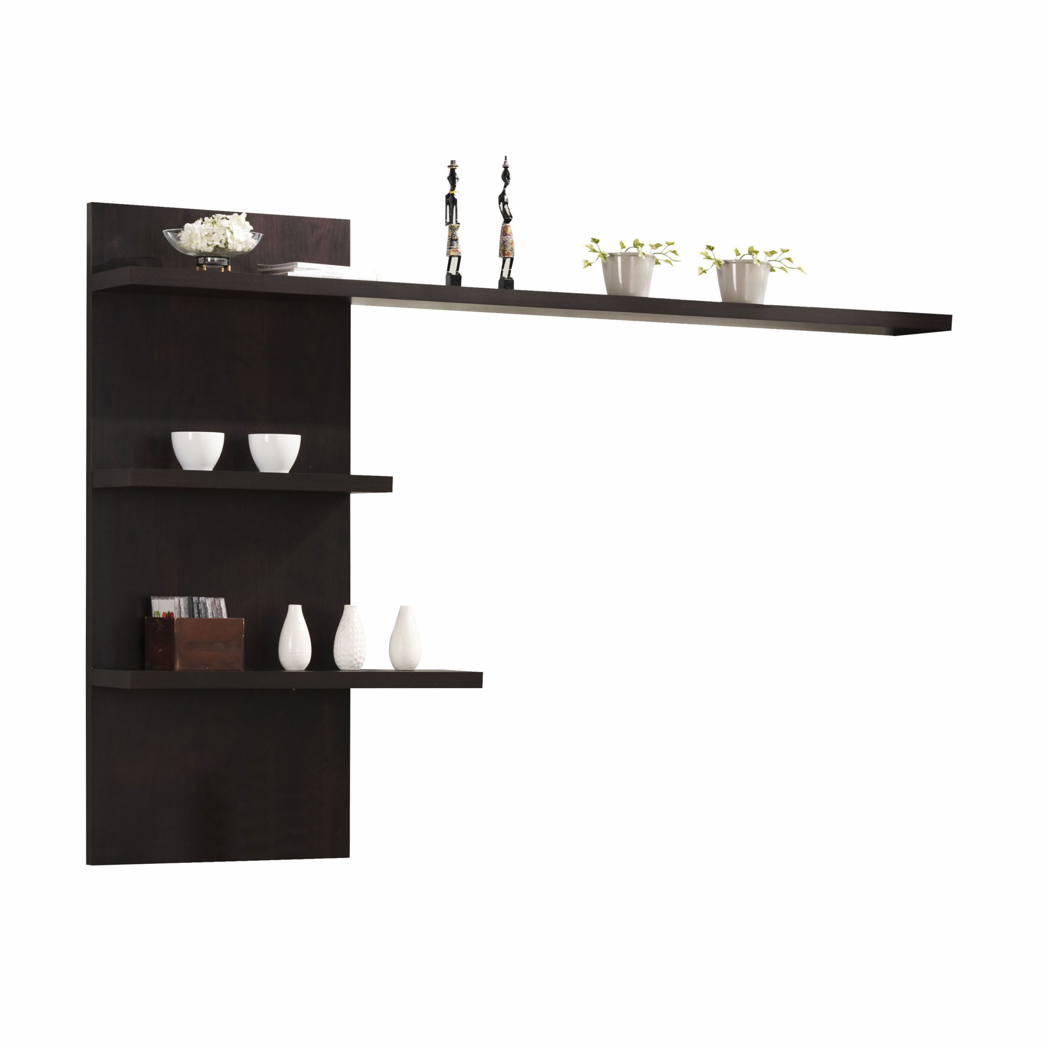 9" X 79" X 54" Espresso Wood Veneer (Paper) Wall Shelf