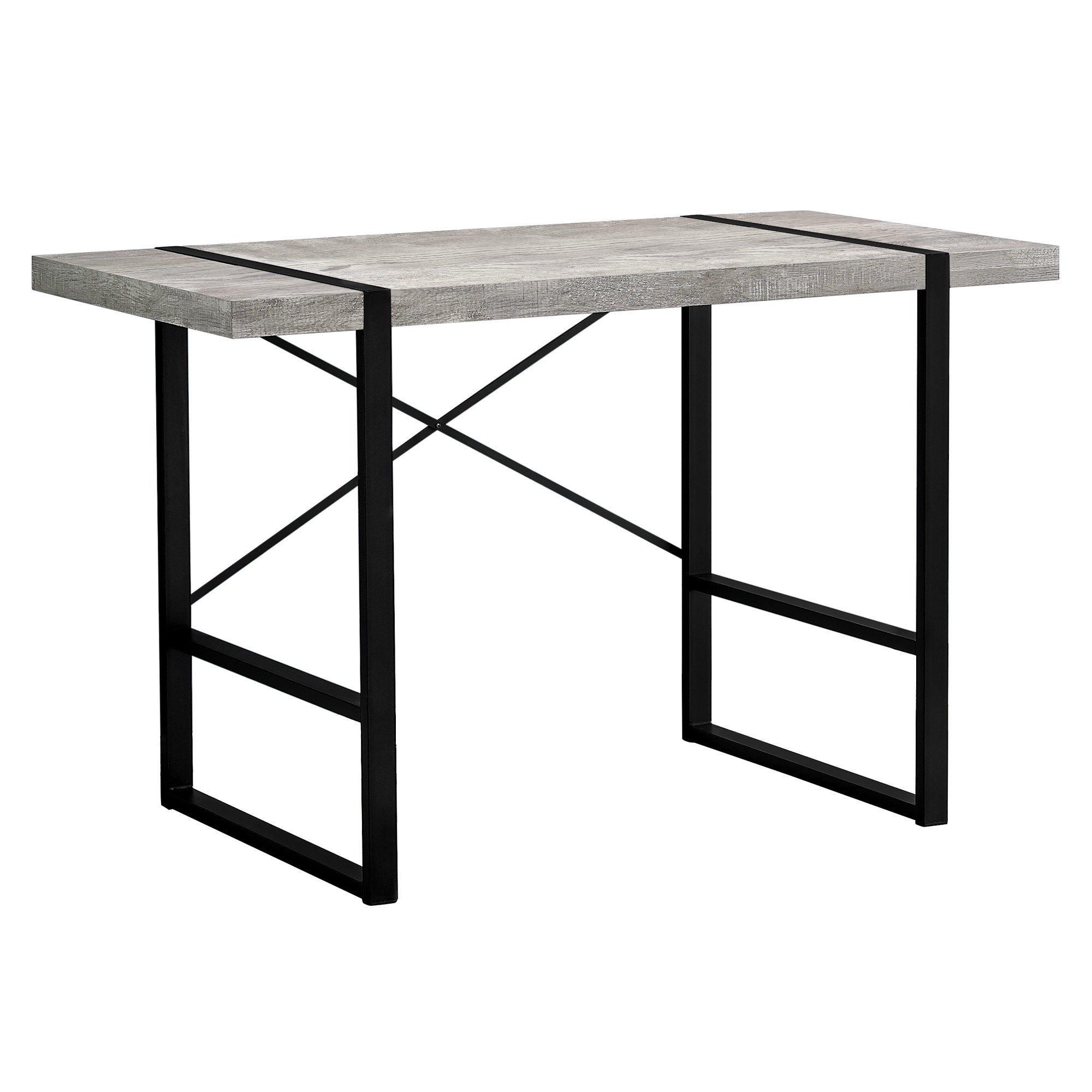 23.75" x 49" x 30" GreyBlack Reclaimed Wood Metal Computer Desk