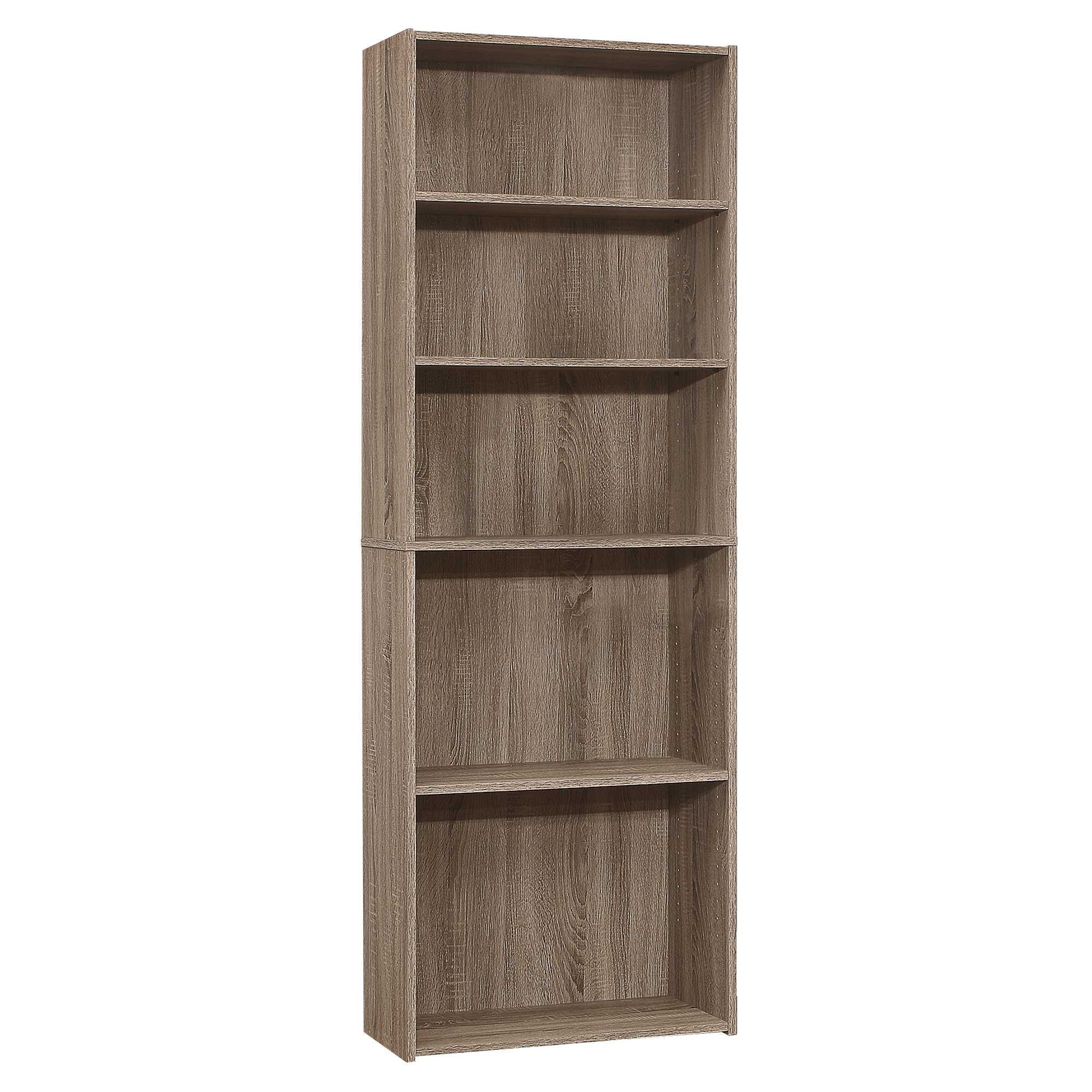 11.75" x 24.75" x 71.25" Dark Taupe 5 Shelves Bookcase