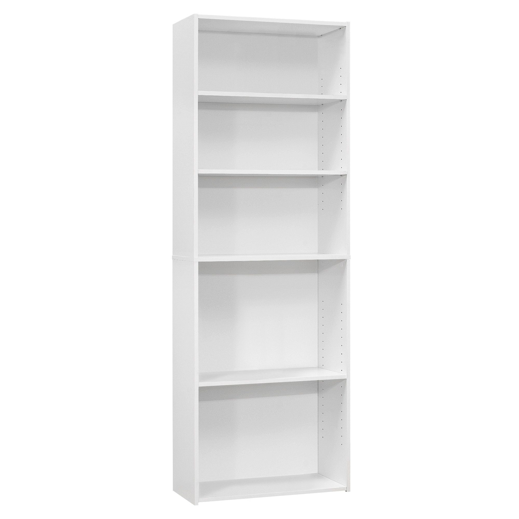 11.75" x 24.75" x 71.25" White 5 Shelves Bookcase
