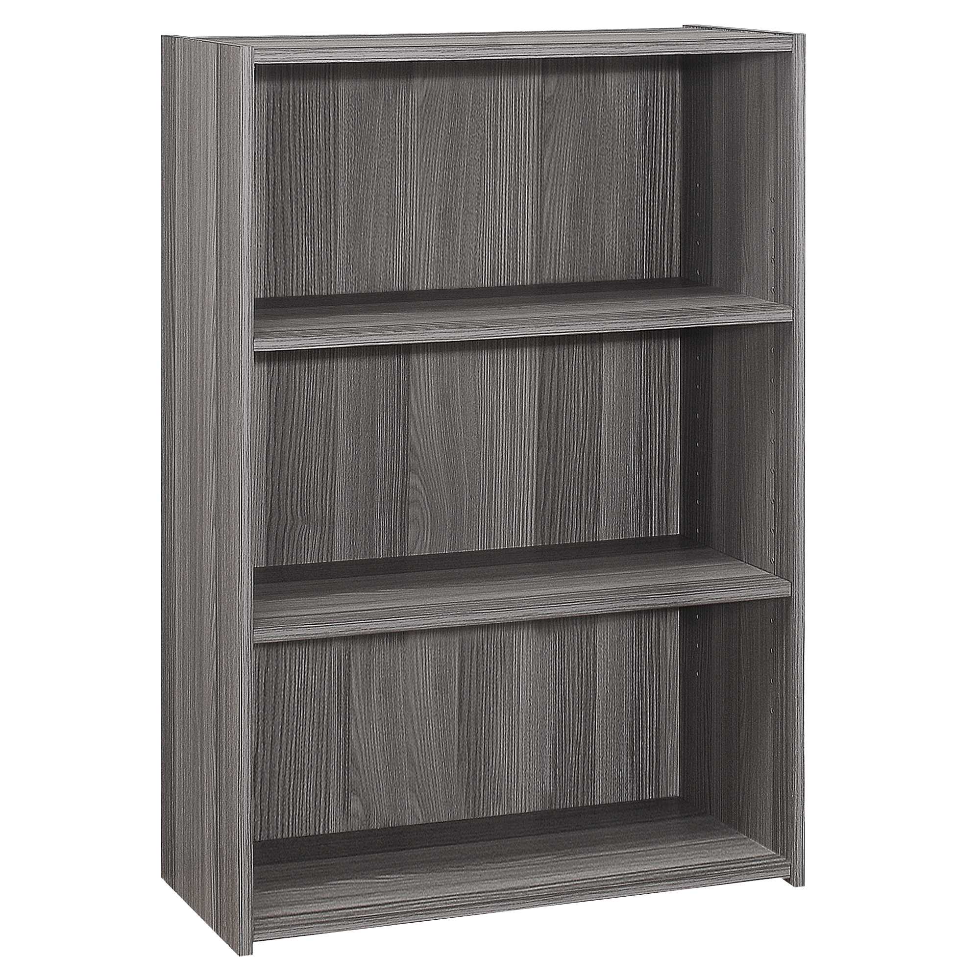 11.75" x 24.75" x 35.5" Grey 3 Shelves Bookcase