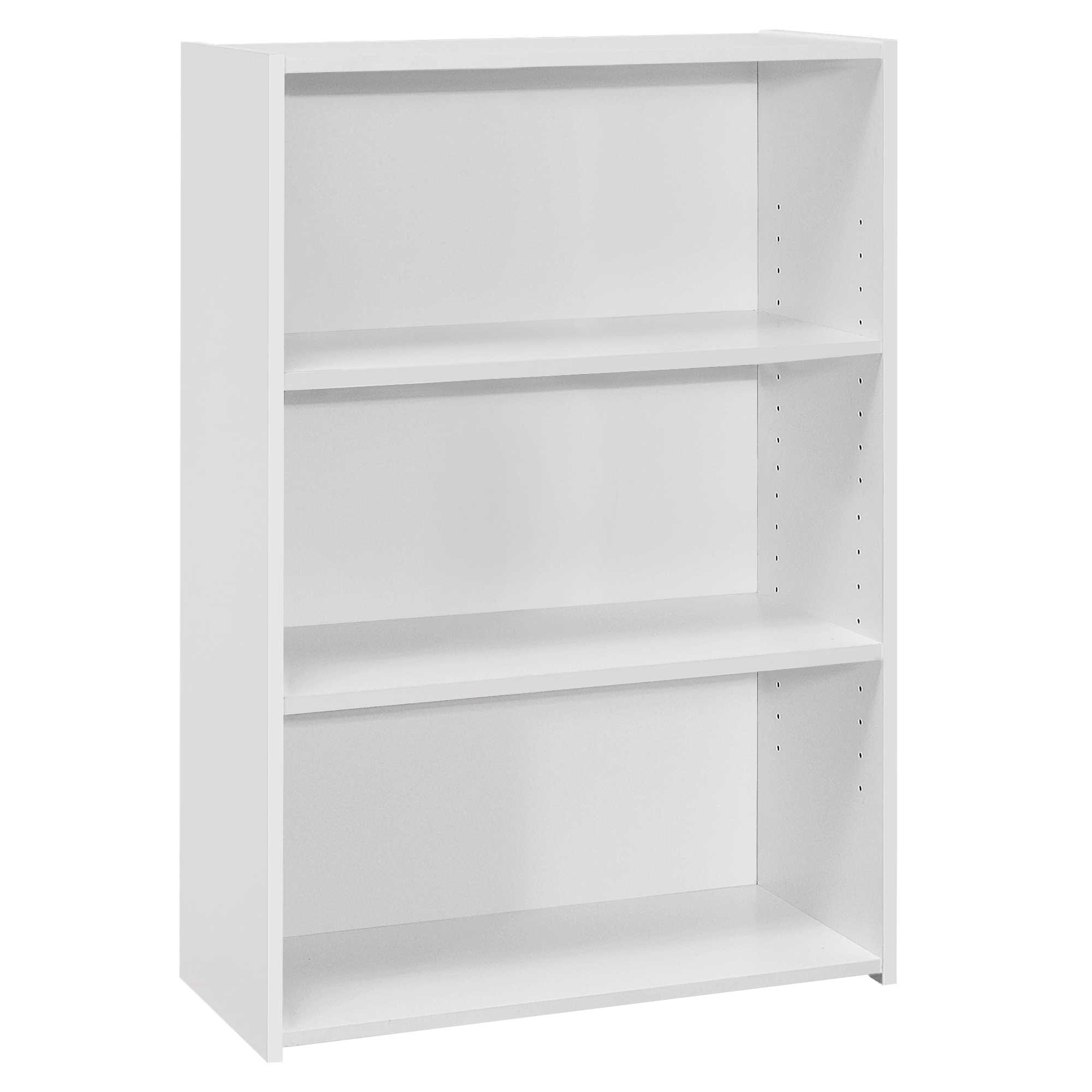11.75" x 24.75" x 35.5" White 3 Shelves Bookcase