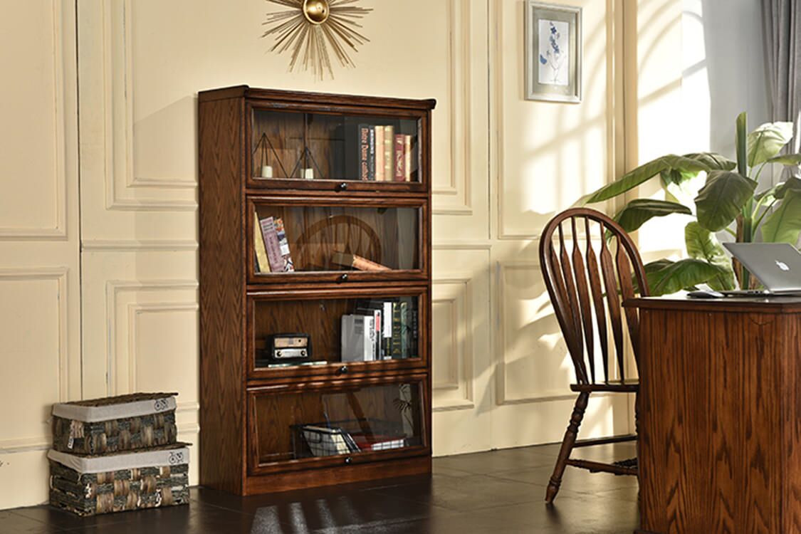 36" X 13" X 59.25" Burnished Walnut Hardwood Bookcase