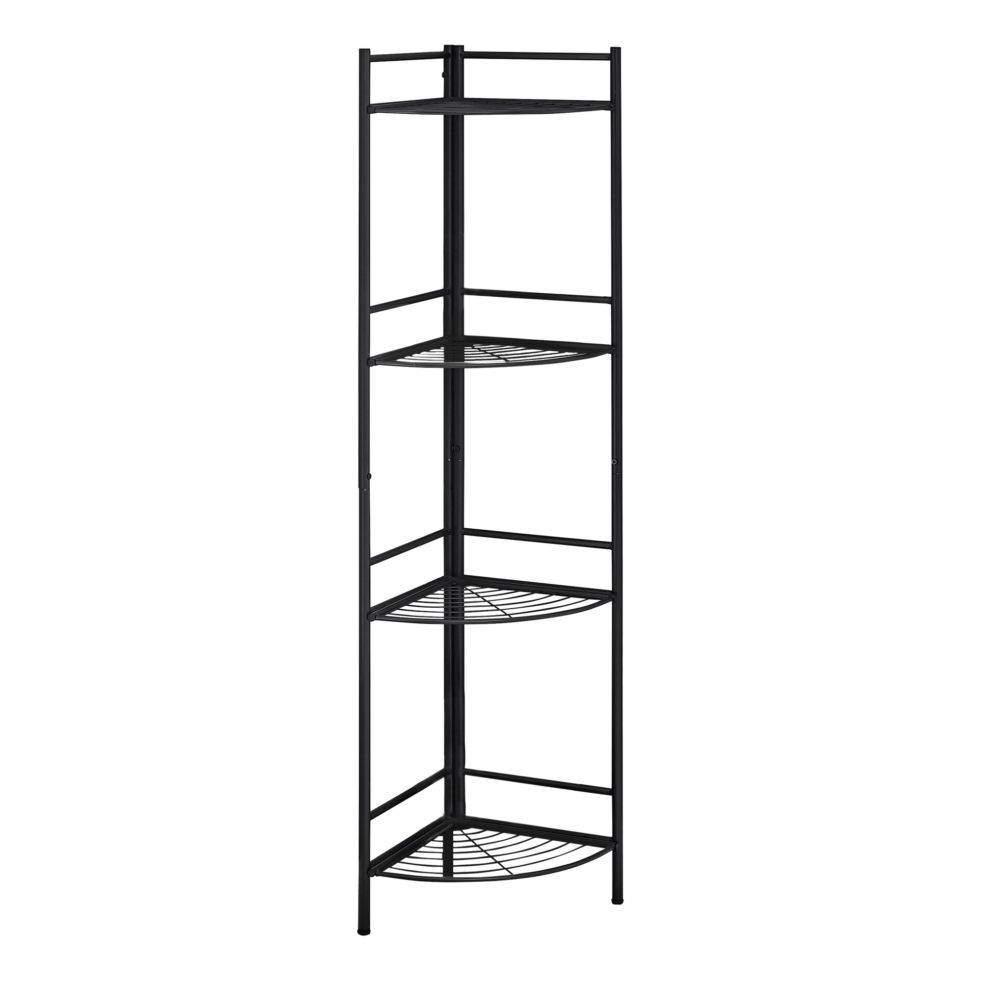 18.5" X 13.5" X 57.75" Black Metal Corner Etagere Bookcase