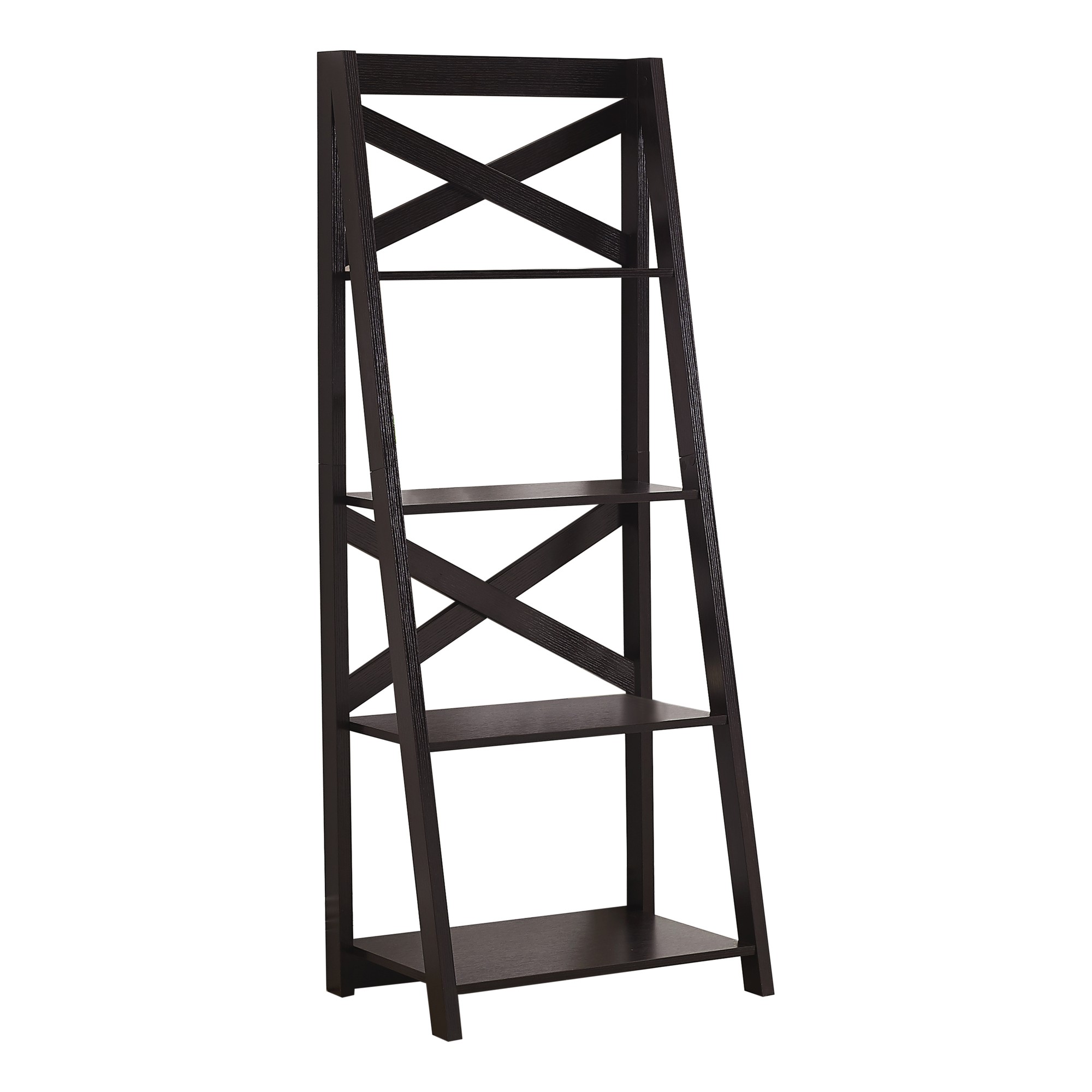 60" Bookcase Espresso Ladder with 4 Shelves