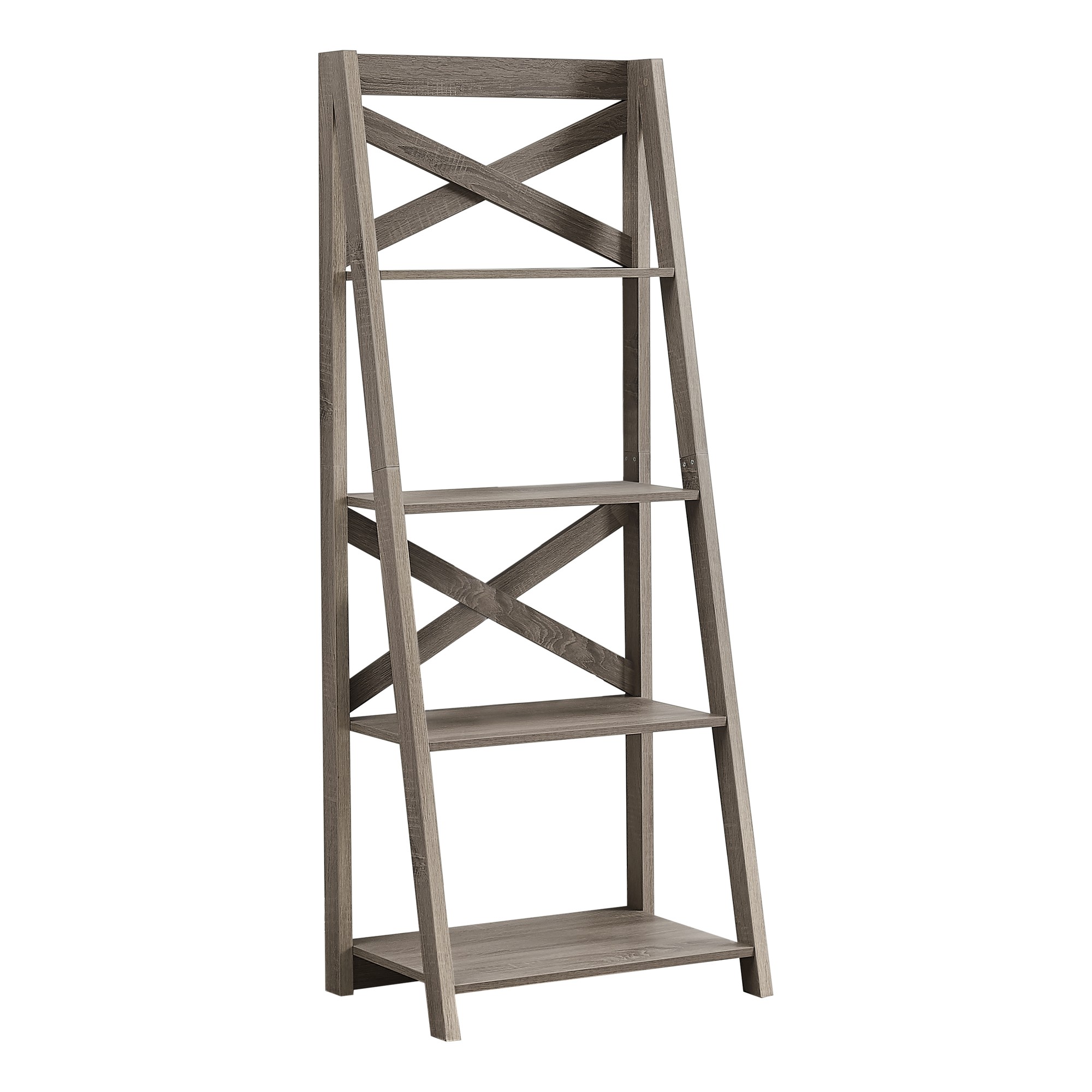 60" Bookcase Dark Taupe Ladder with 4 Shelves