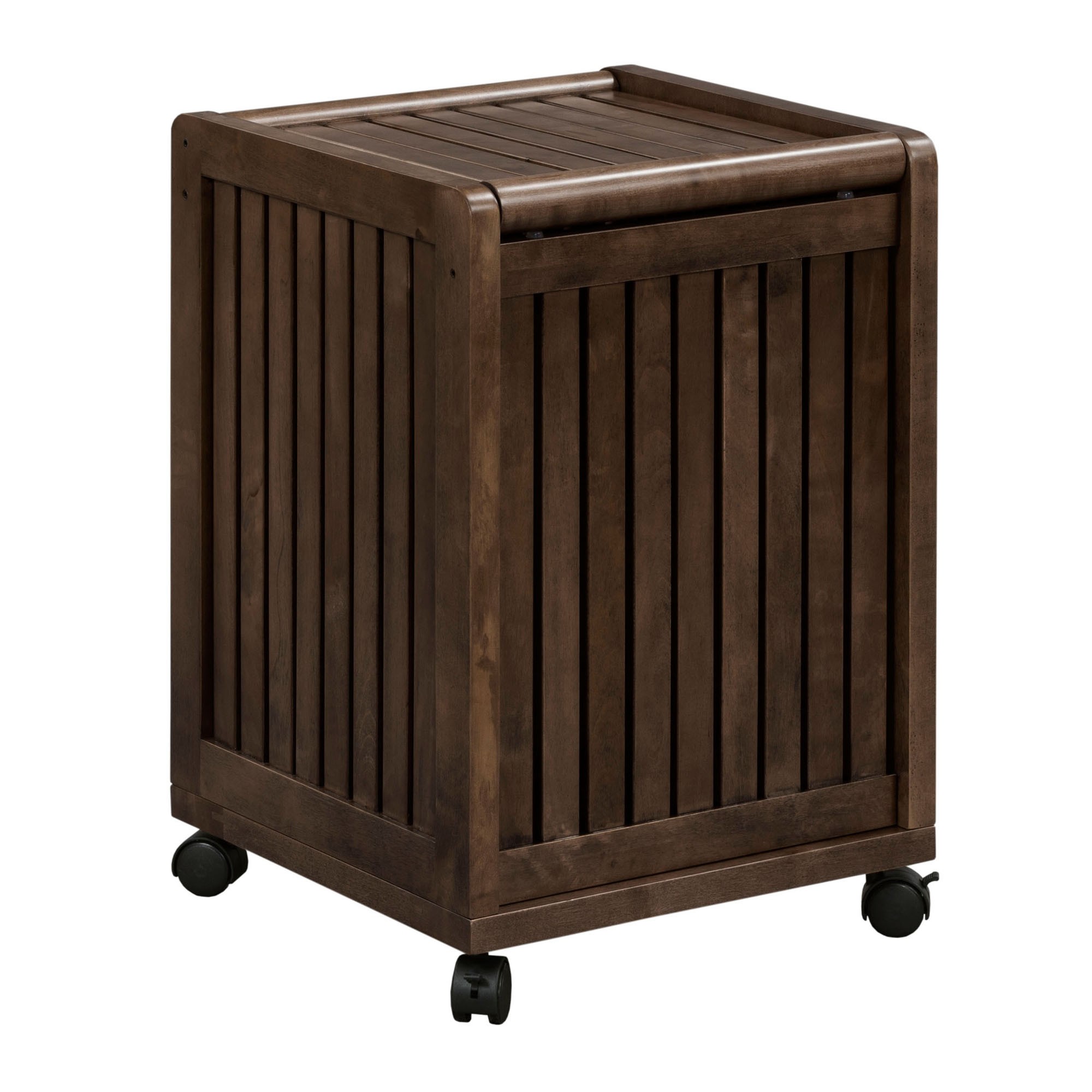Rolling Solid Wood Laundry Hamper with Lid in Espresso